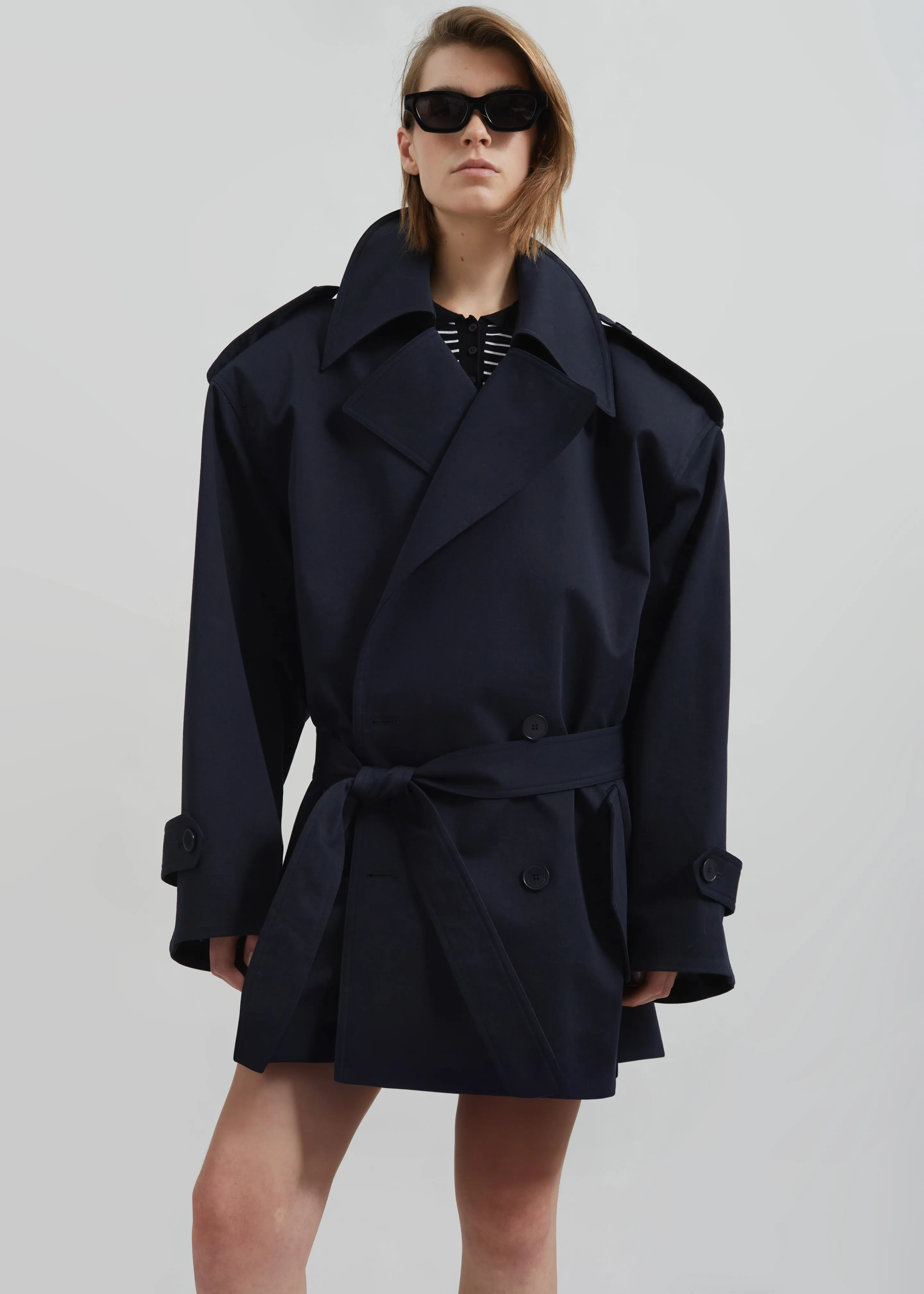 Zurich Oversized Short Trench - Navy sold by Frankie Shop product image thumbnail 2