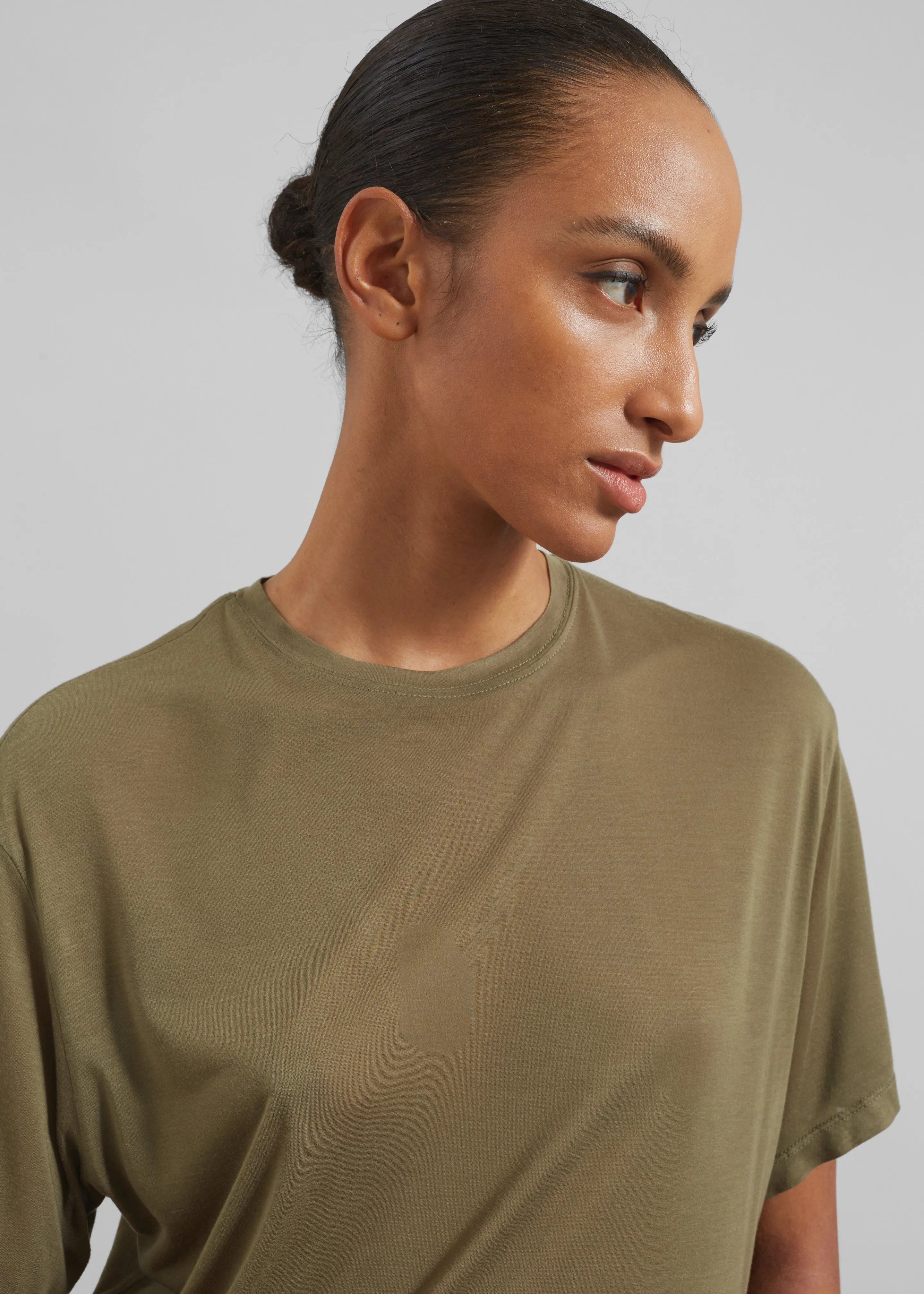 Selvan Sheer T-Shirt - Khaki sold by Frankie Shop product image thumbnail 3