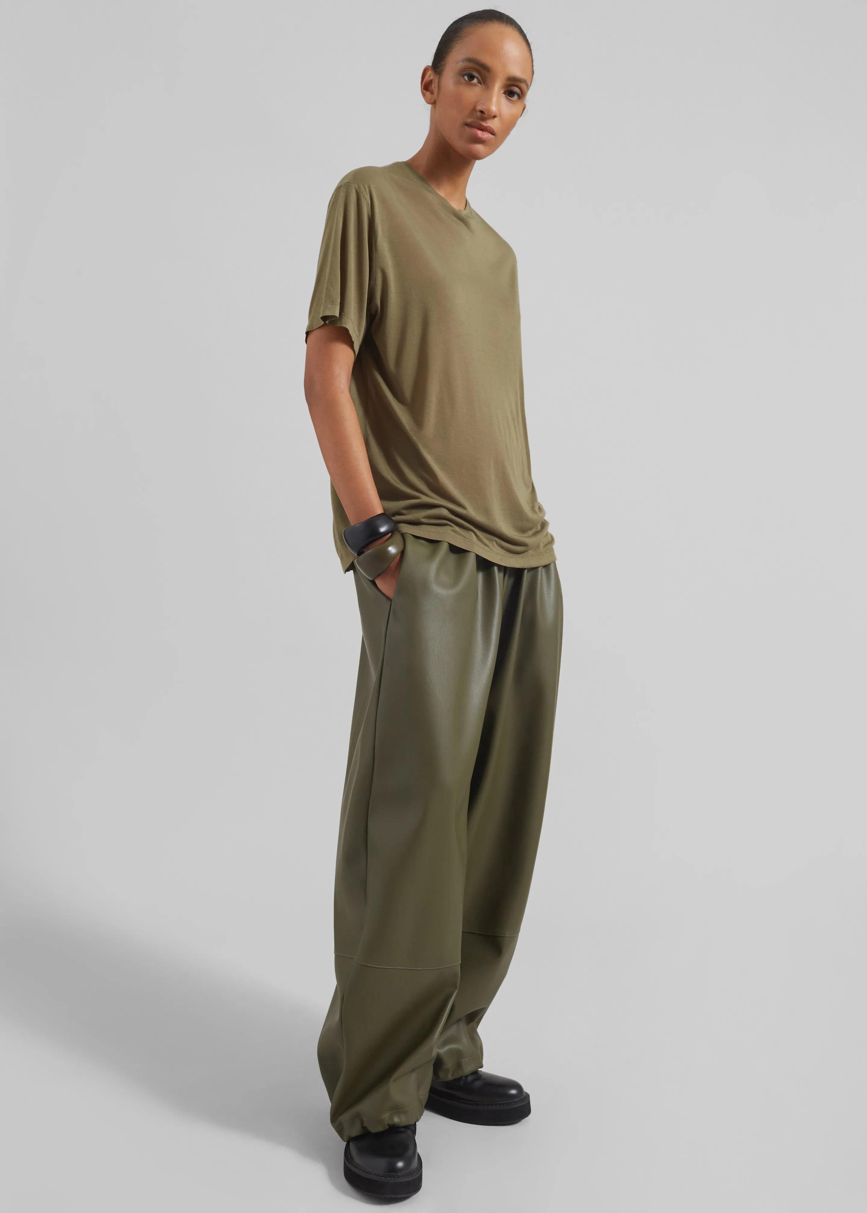 Selvan Sheer T-Shirt - Khaki sold by Frankie Shop product image thumbnail 2