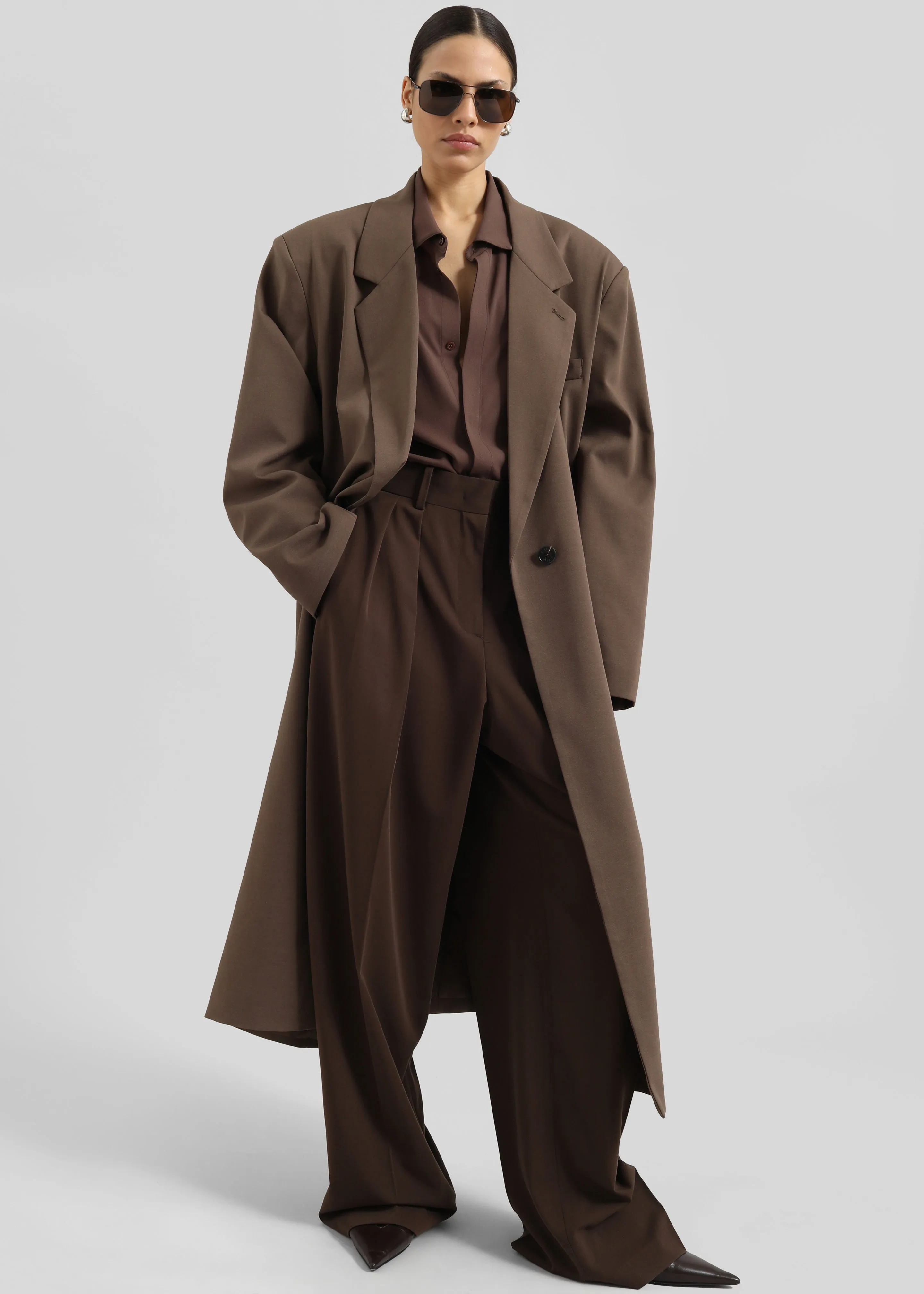 Lehto Long Coat - Brown sold by Frankie Shop product image thumbnail 3