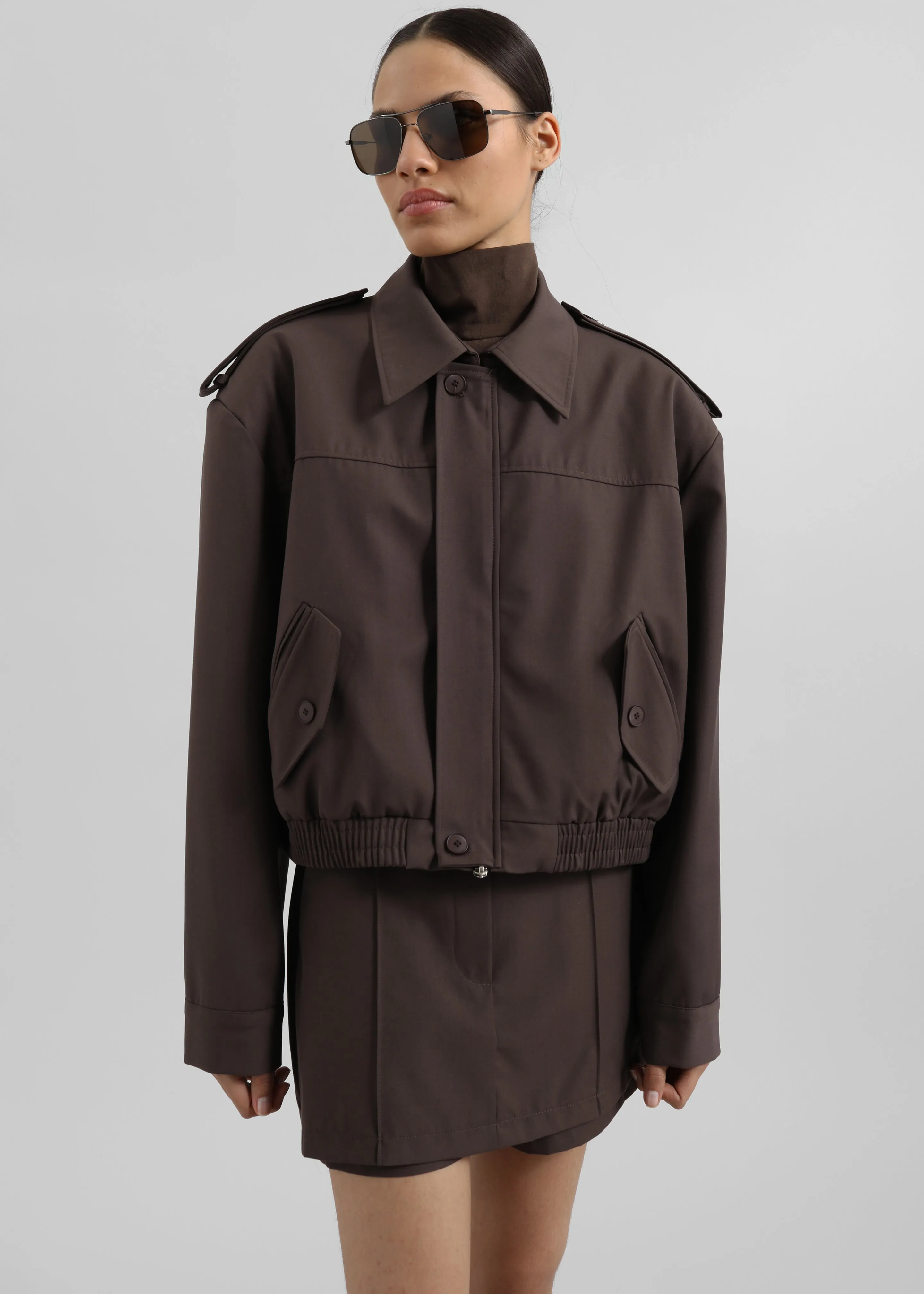 Hyde Cropped Bomber - Brown sold by Frankie Shop product image thumbnail 3