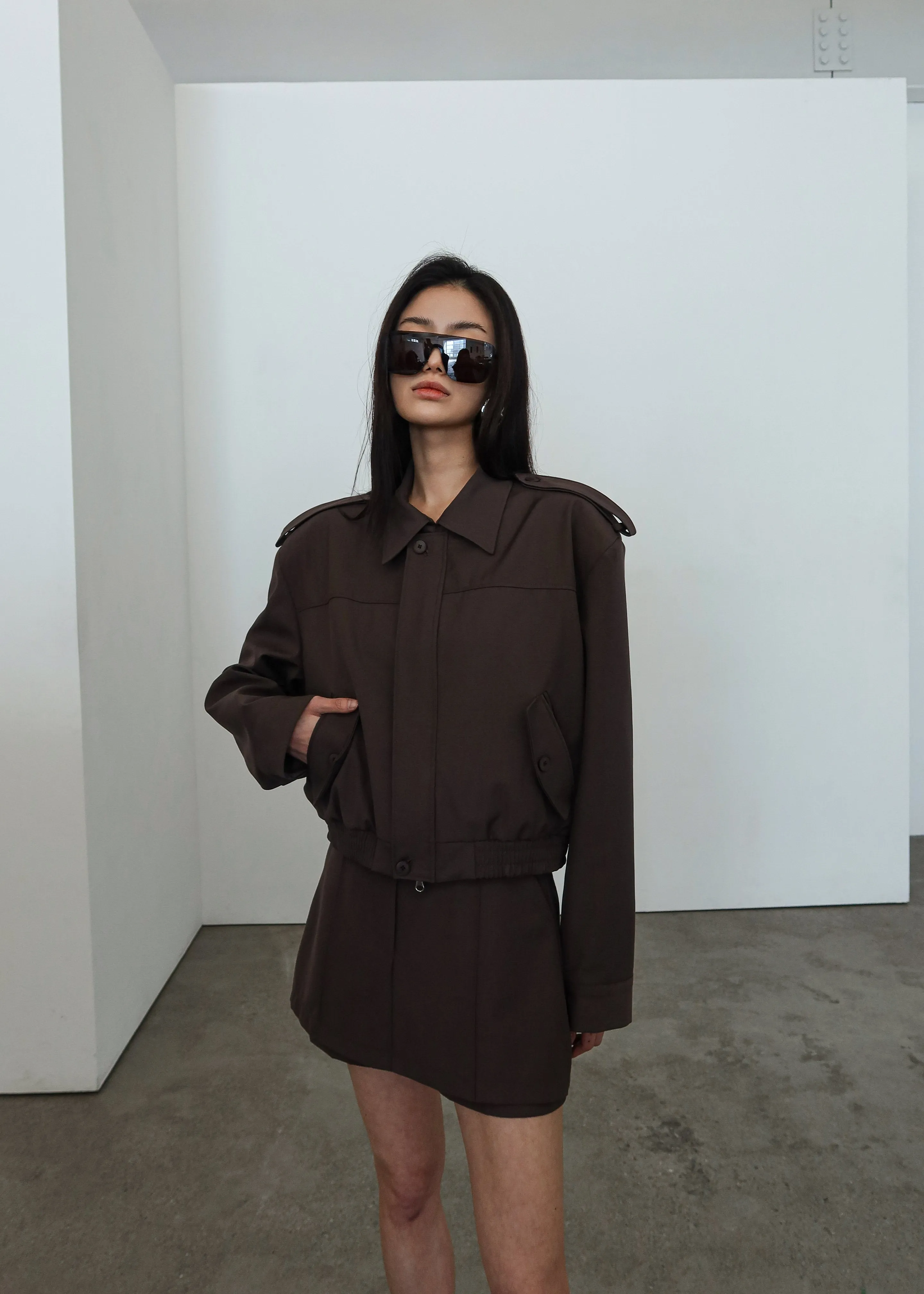 Hyde Cropped Bomber - Brown sold by Frankie Shop product image thumbnail 4