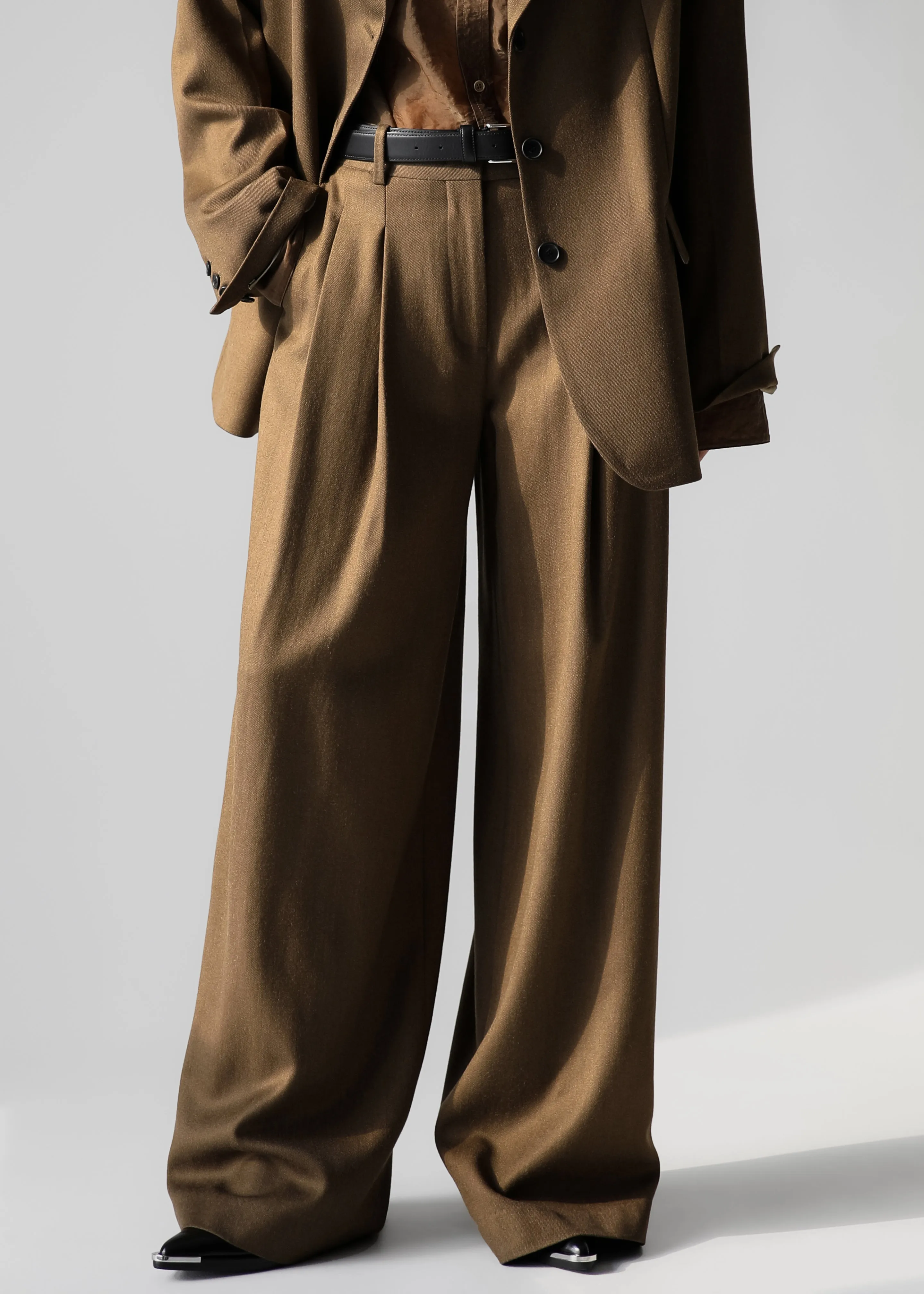 Halser Pintuck Trousers - Brown sold by Frankie Shop