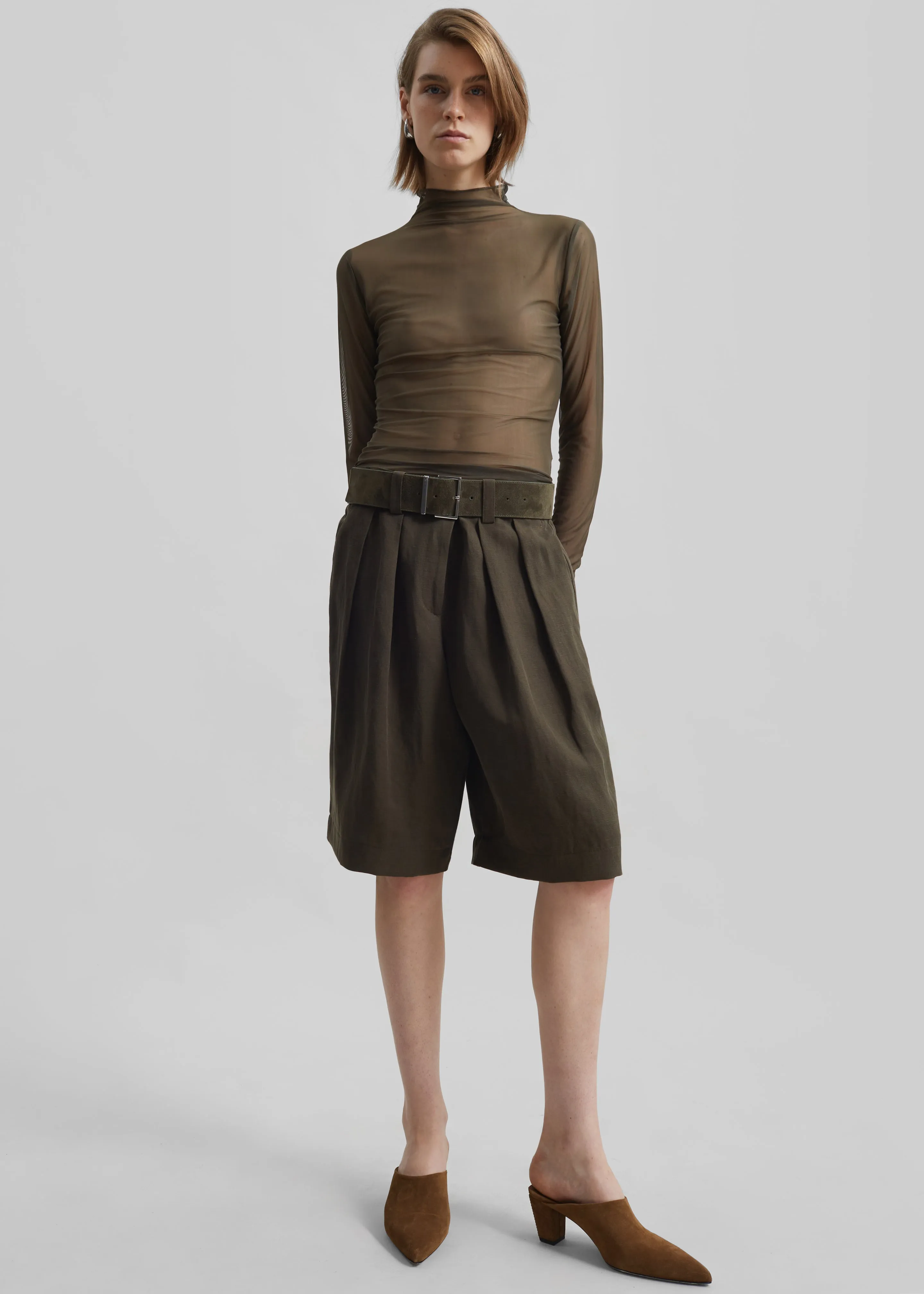 Tulia Long Sleeve Mesh Tee - Khaki sold by Frankie Shop product image thumbnail 2