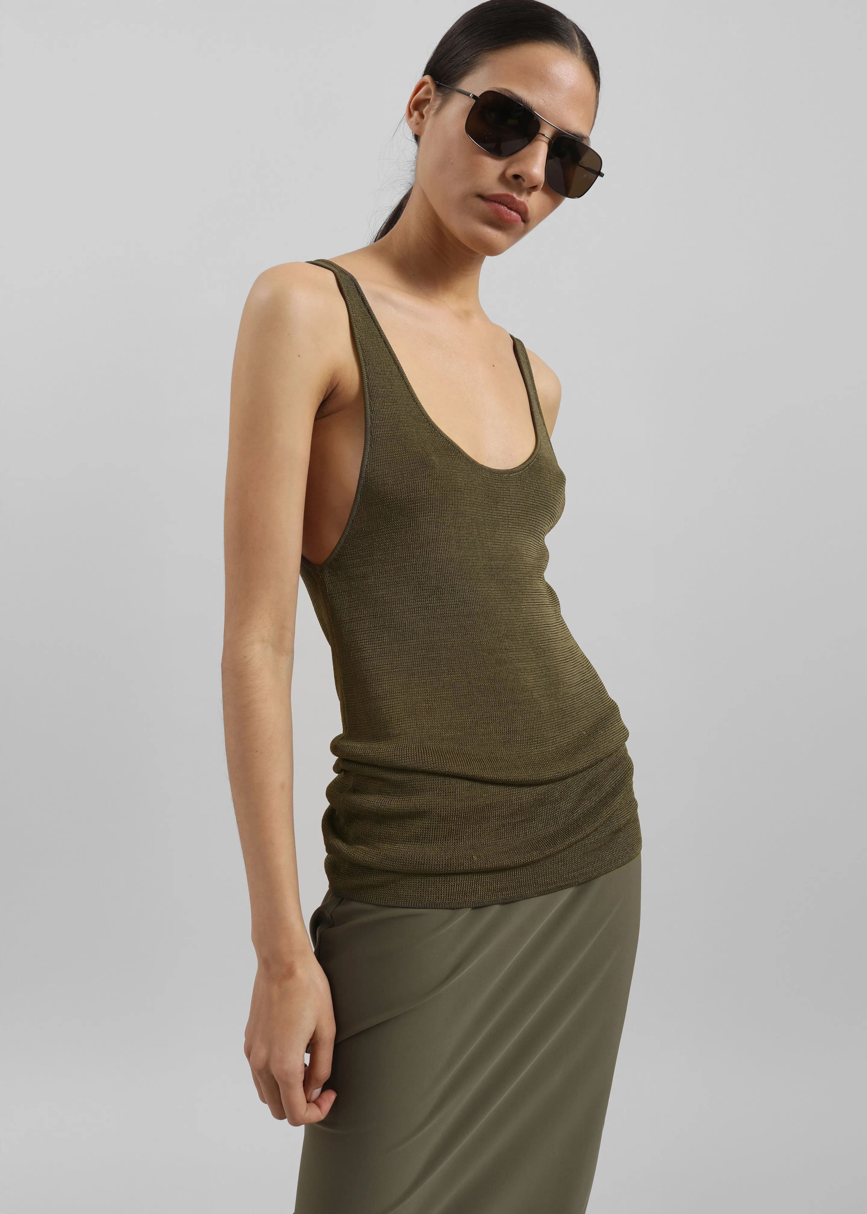 Rivo Knit Tank Top - Khaki sold by Frankie Shop product image thumbnail 4