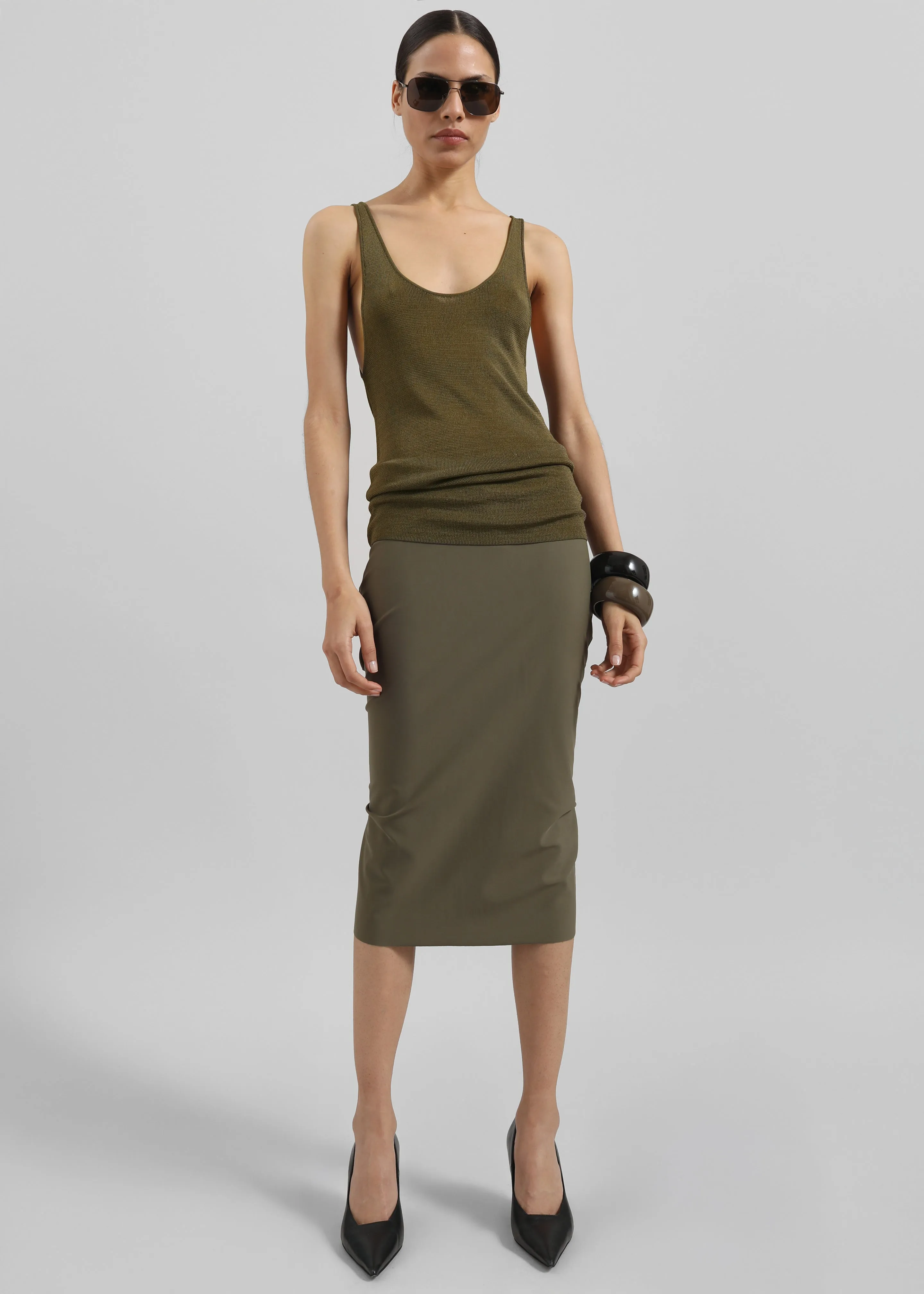 Rivo Knit Tank Top - Khaki sold by Frankie Shop product image thumbnail 2