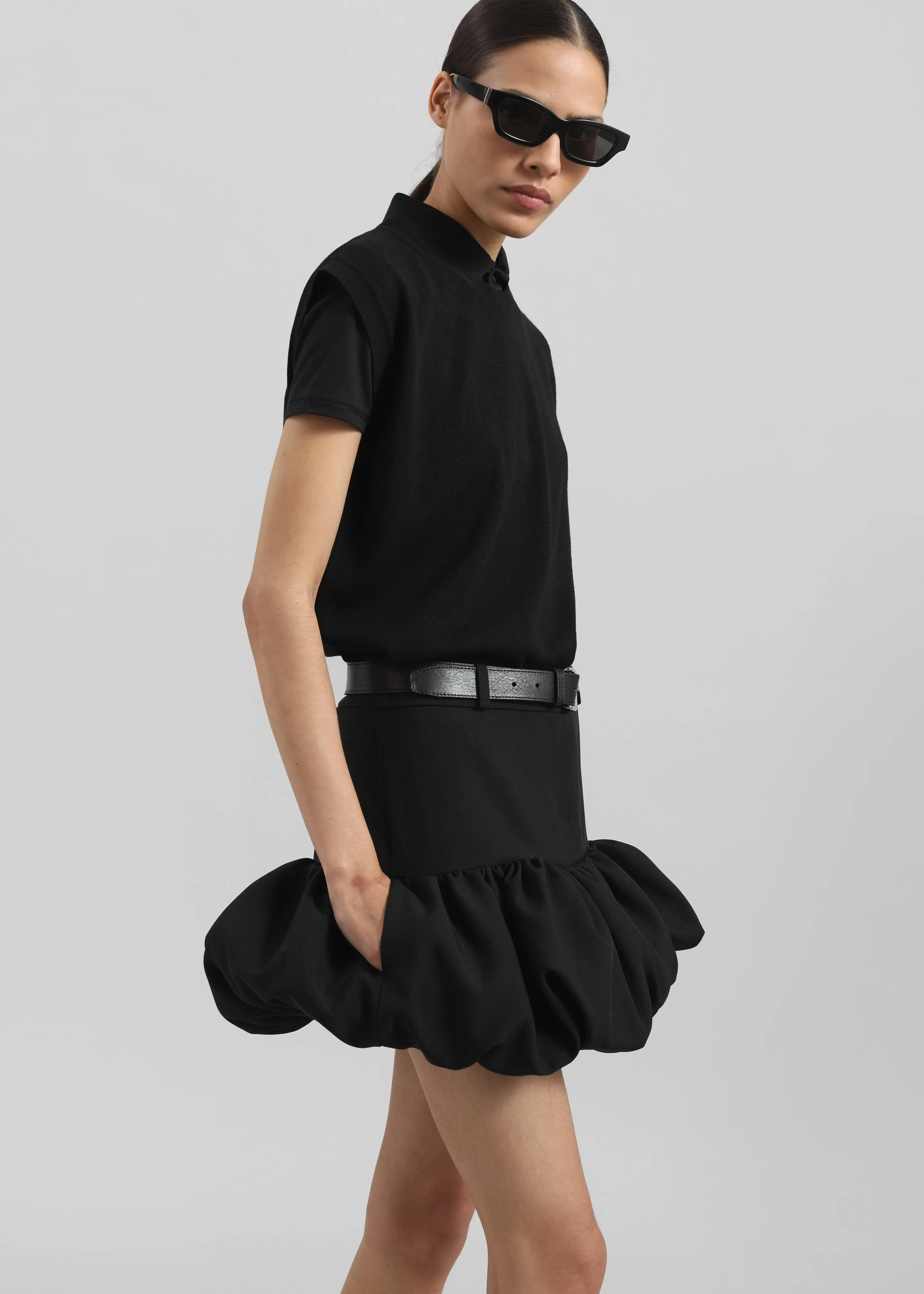 Coperni Gathered Hem Tailored Skirt - Black sold by Frankie Shop