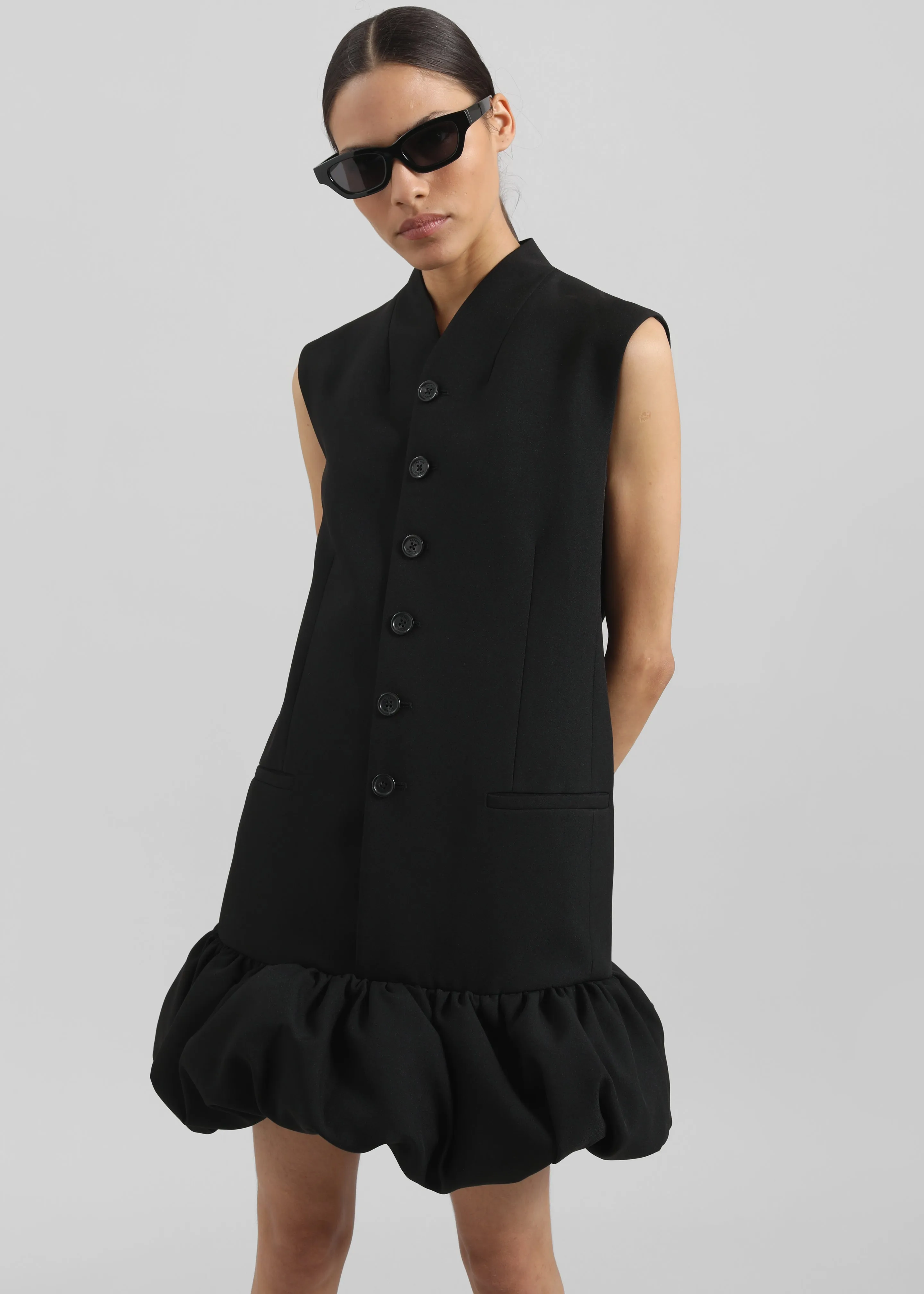 Coperni Gathered Hem Sleeveless Tailored Dress - Black sold by Frankie Shop