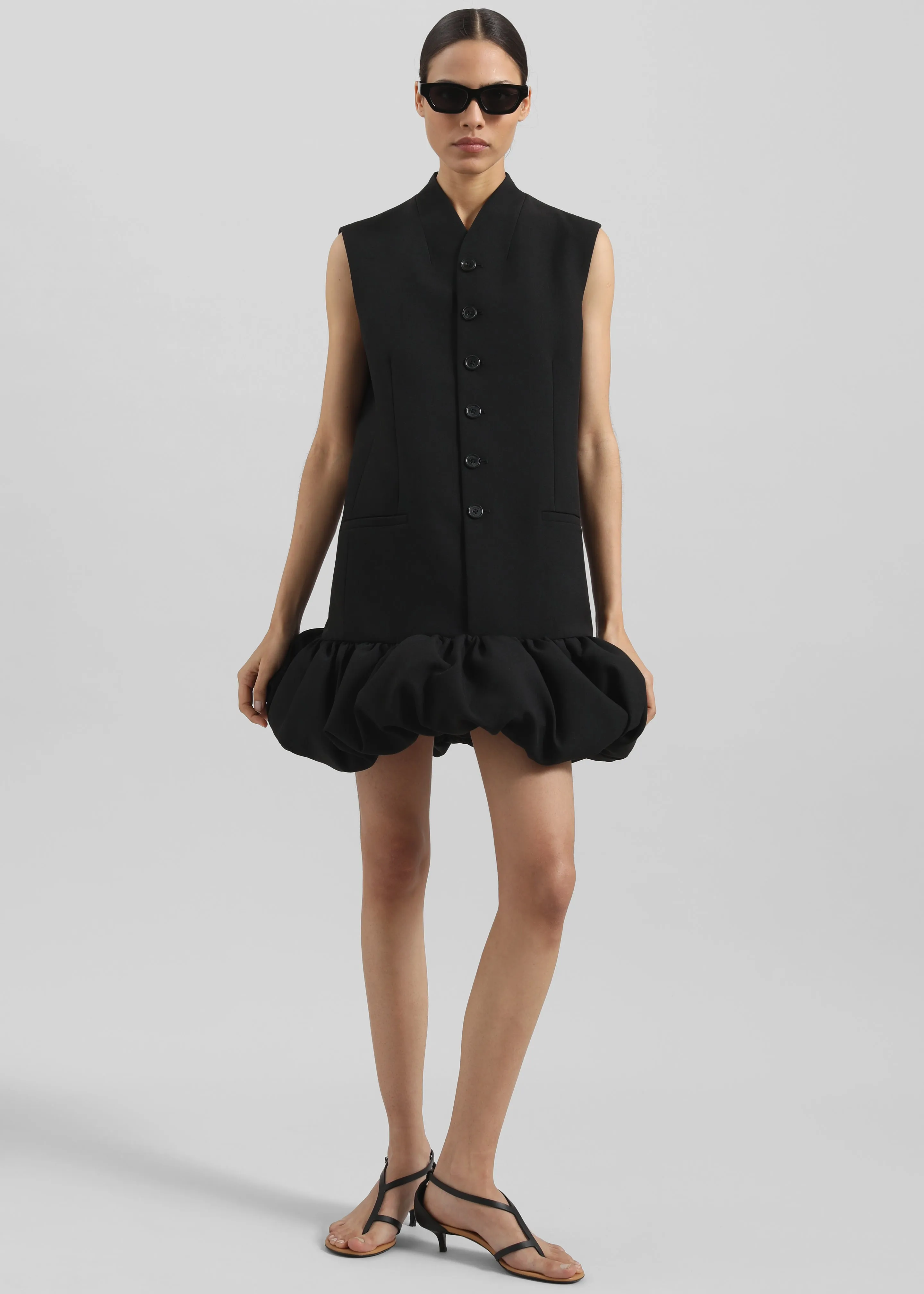 Coperni Gathered Hem Sleeveless Tailored Dress - Black sold by Frankie Shop product image thumbnail 4