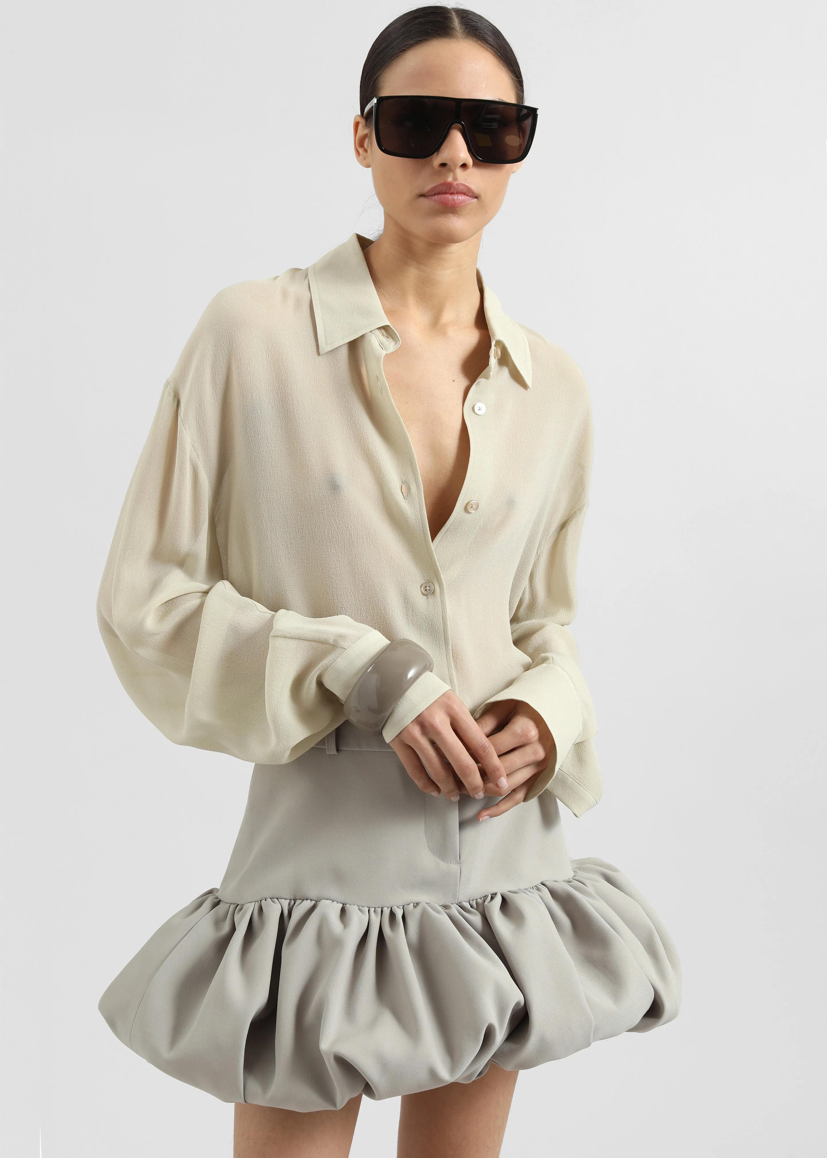 Coperni Gathered Hem Tailored Skirt - Beige sold by Frankie Shop product image thumbnail 5