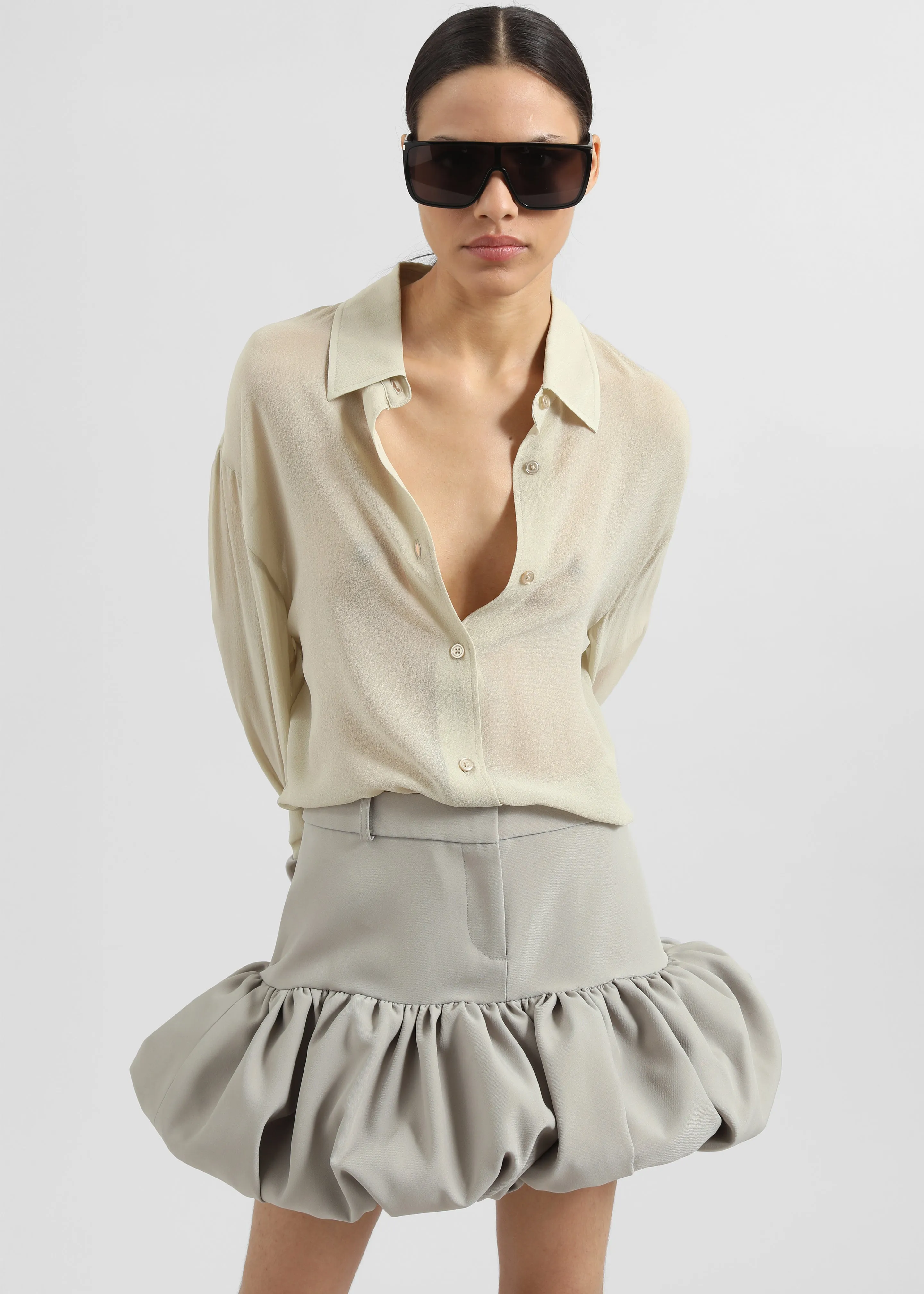 Coperni Gathered Hem Tailored Skirt - Beige sold by Frankie Shop product image thumbnail 3