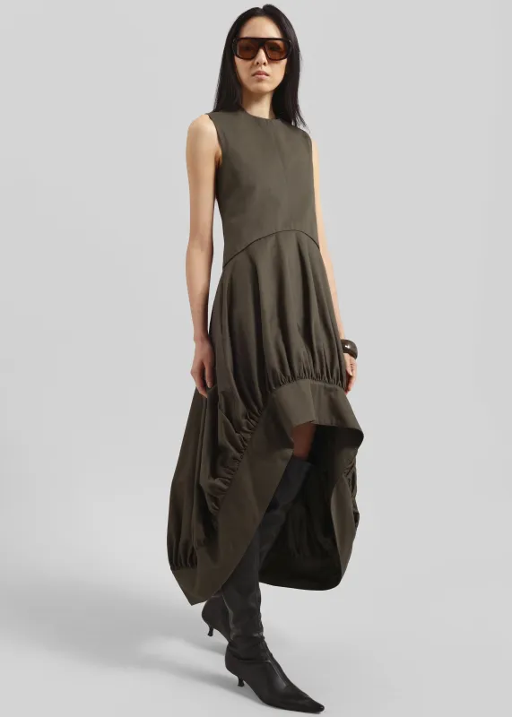 JW Anderson Balloon Hem Sleeveless Dress - Khaki sold by Frankie Shop