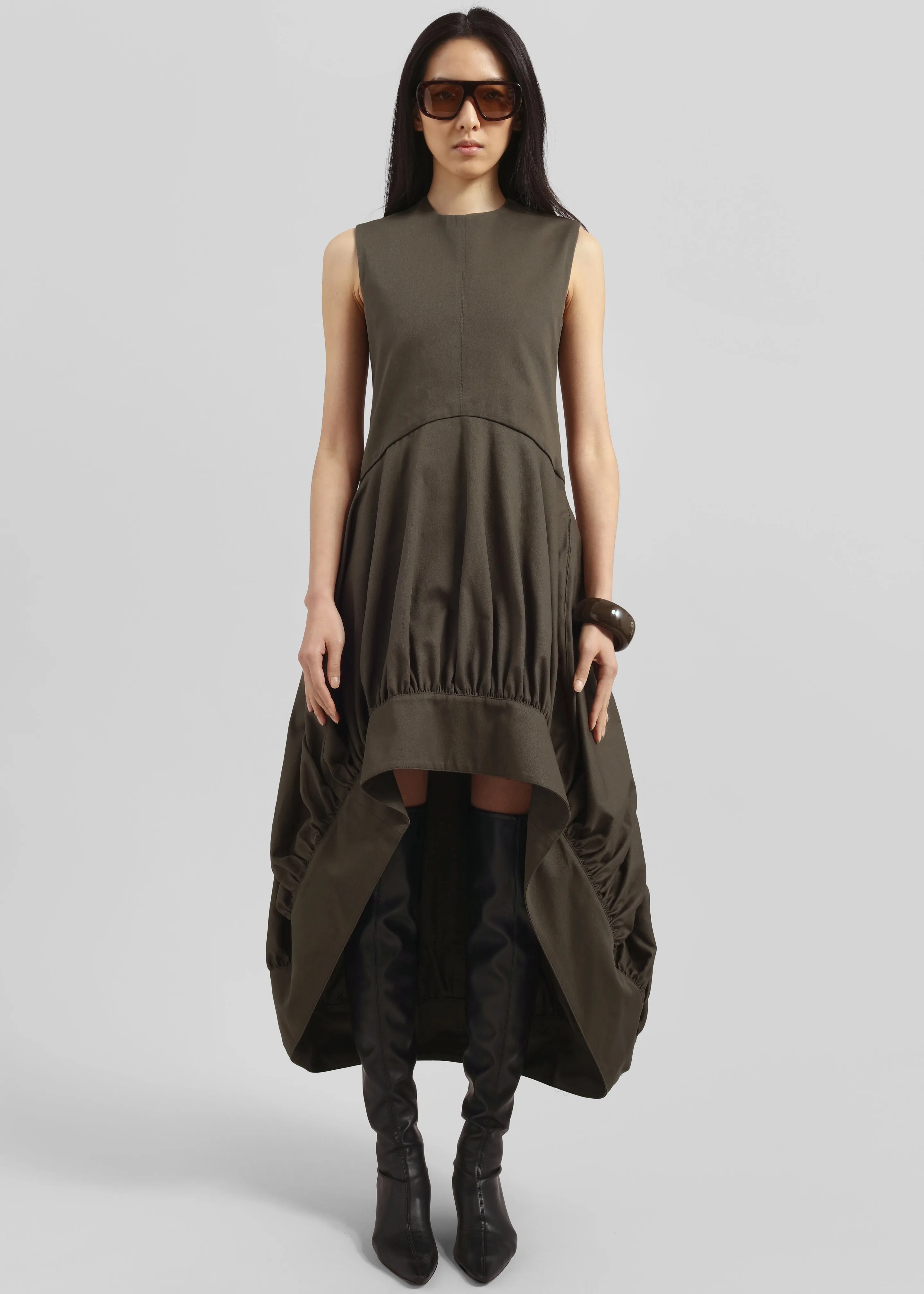 JW Anderson Balloon Hem Sleeveless Dress - Khaki sold by Frankie Shop product image thumbnail 3