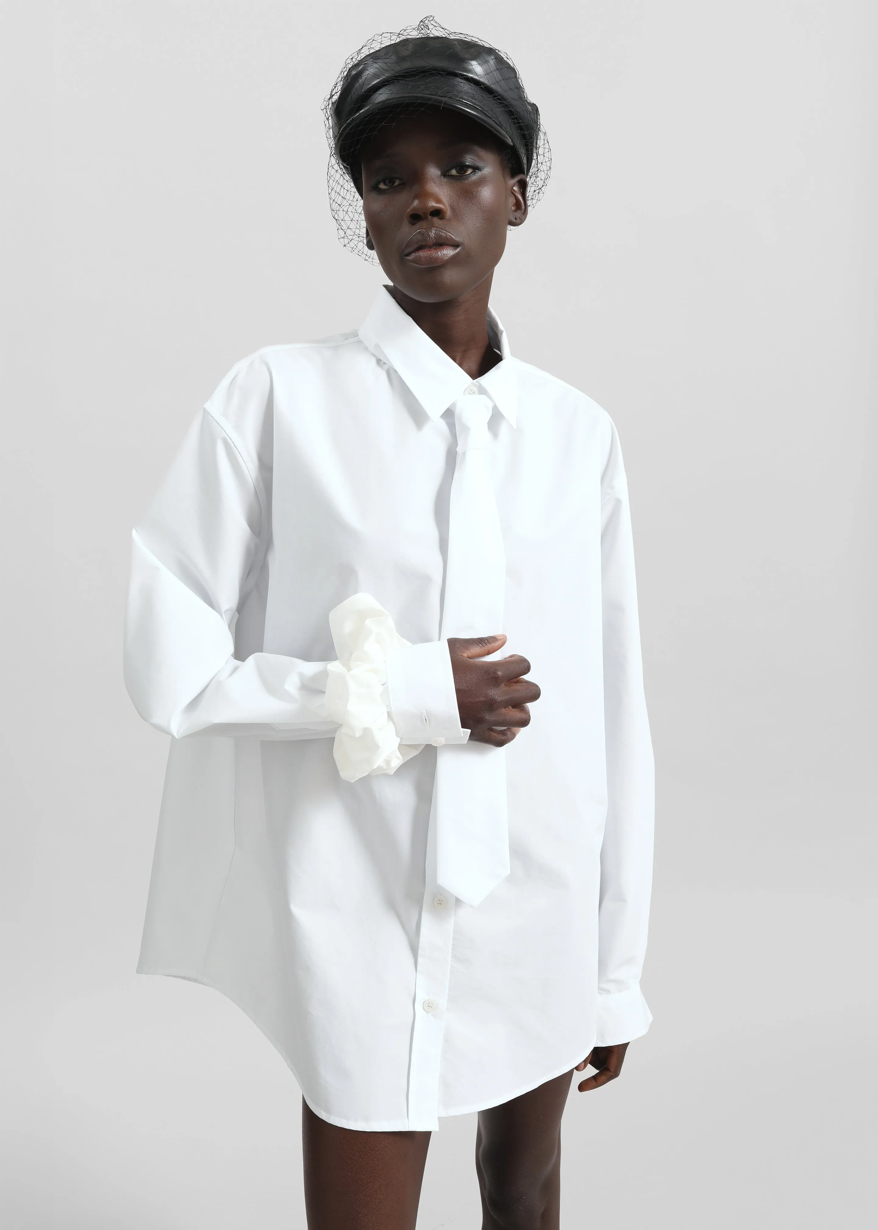 Perna Tie Neck Shirt - White sold by Frankie Shop