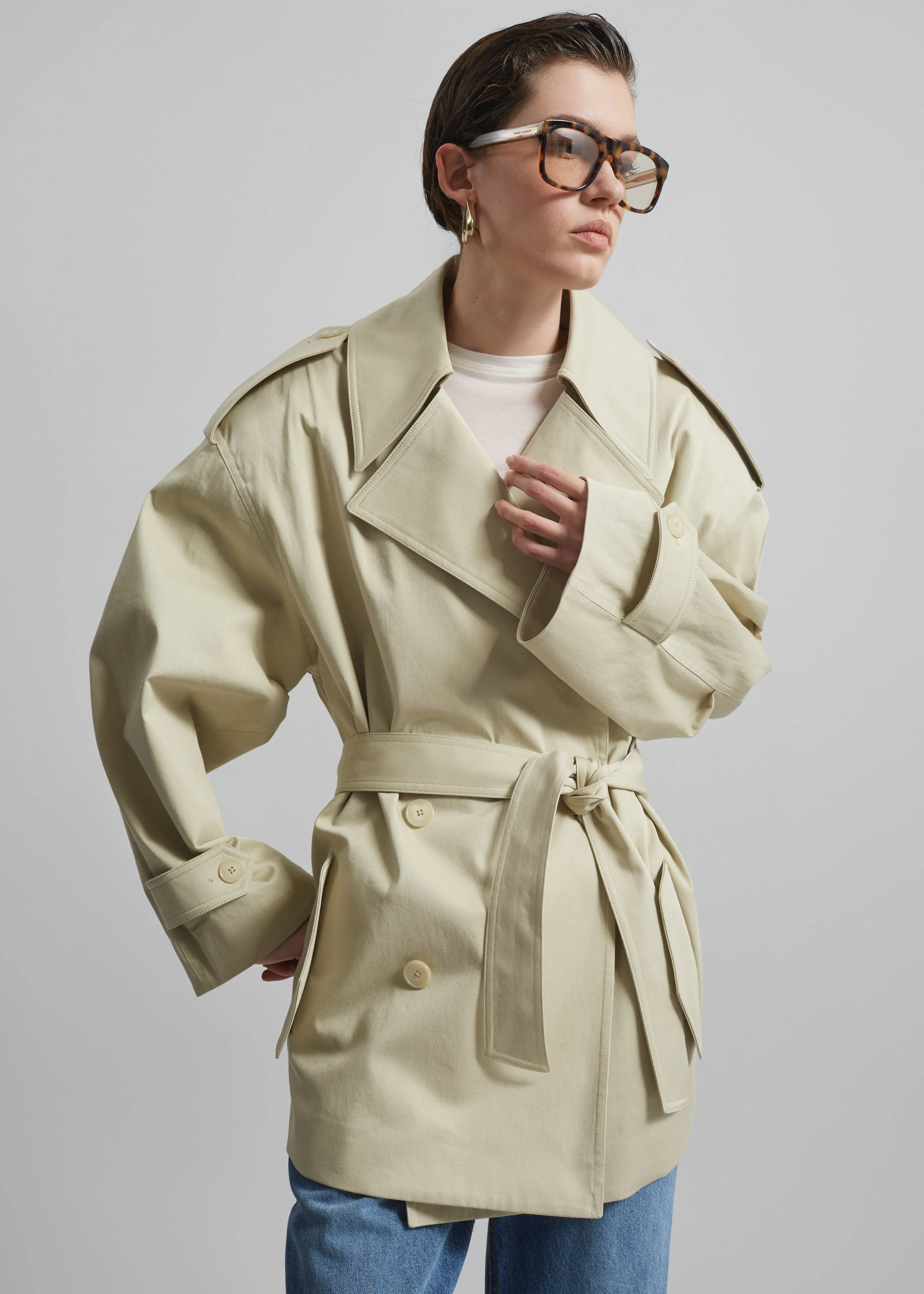 Zurich Oversized Short Trench - Cement sold by Frankie Shop product image thumbnail 4