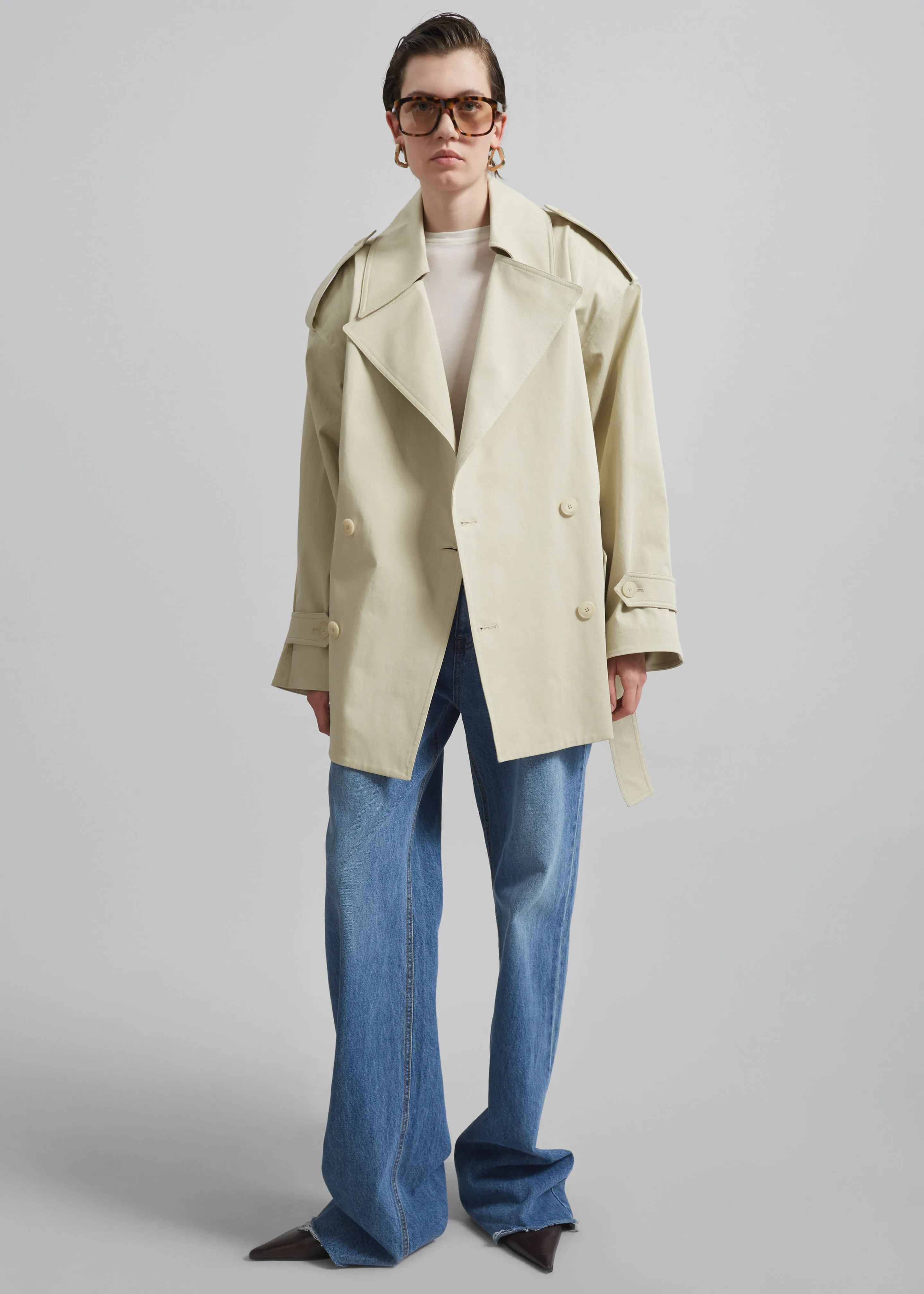 Zurich Oversized Short Trench - Cement sold by Frankie Shop product image thumbnail 2