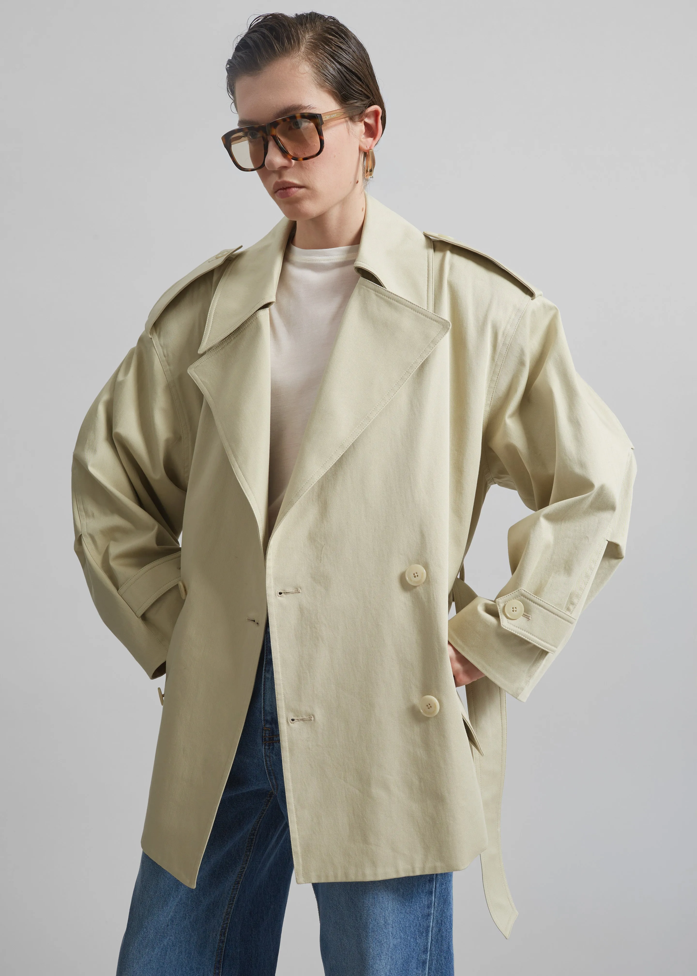 Zurich Oversized Short Trench - Cement sold by Frankie Shop product image thumbnail 3