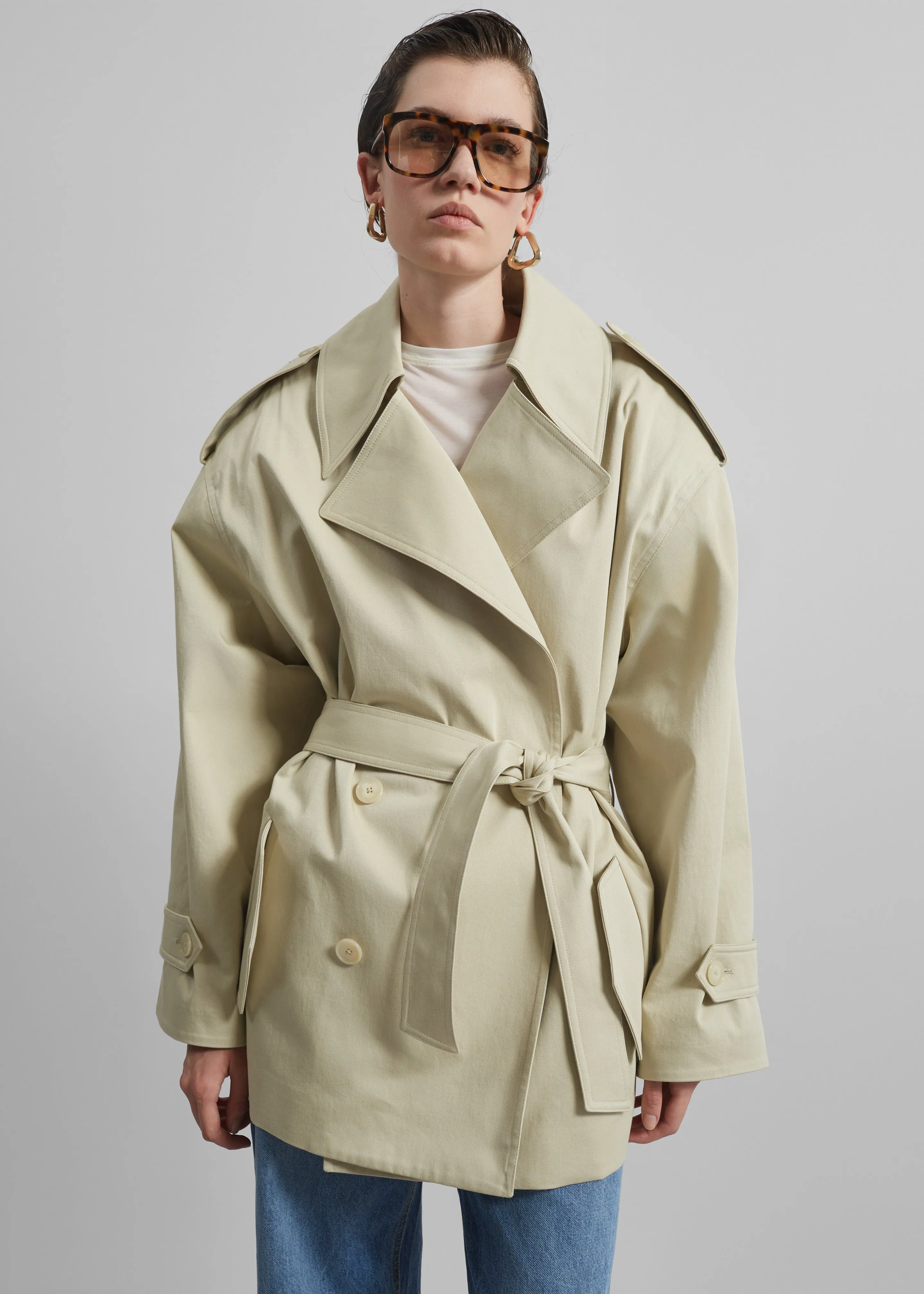Zurich Oversized Short Trench - Cement sold by Frankie Shop product image thumbnail 5