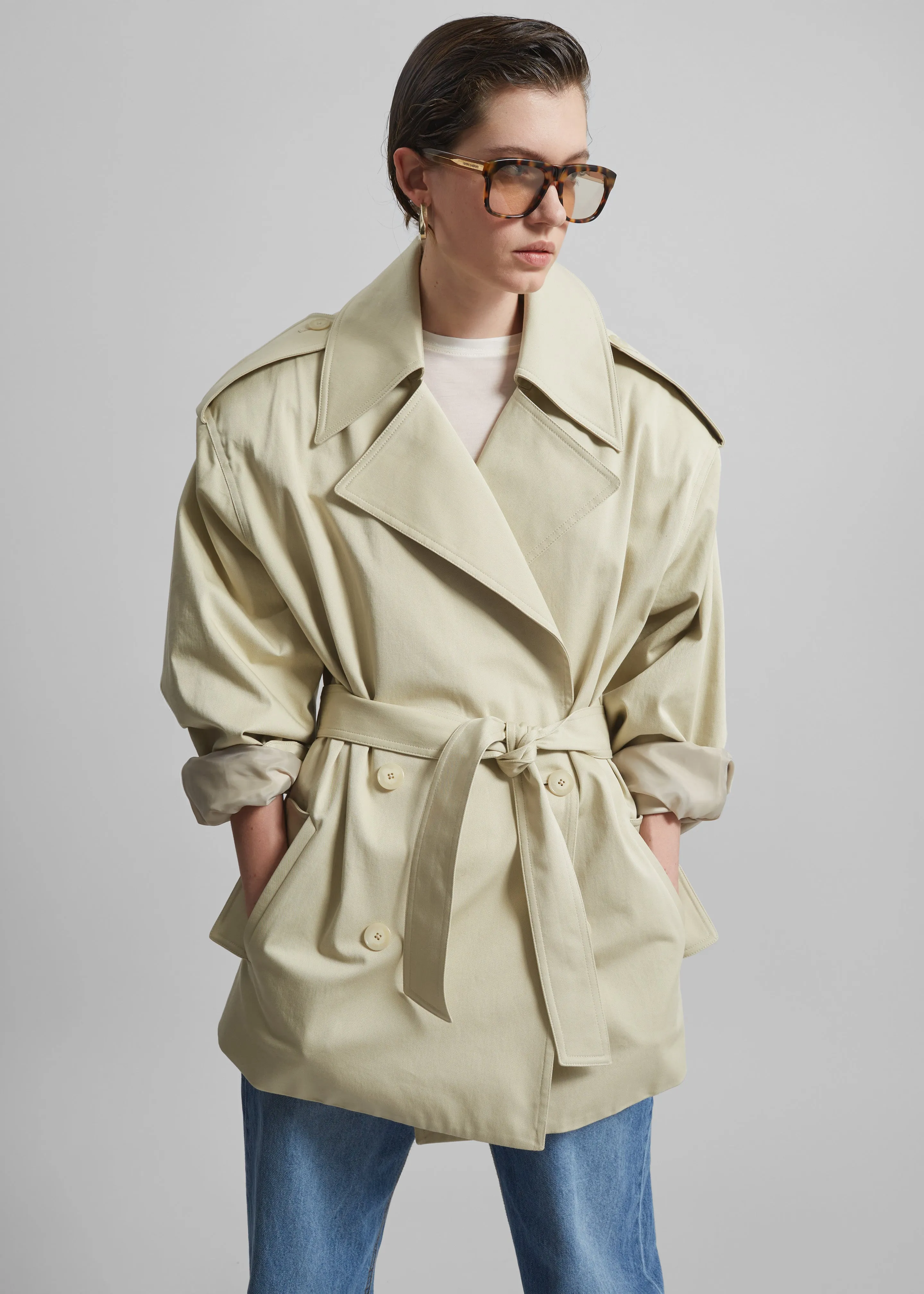 Zurich Oversized Short Trench - Cement sold by Frankie Shop