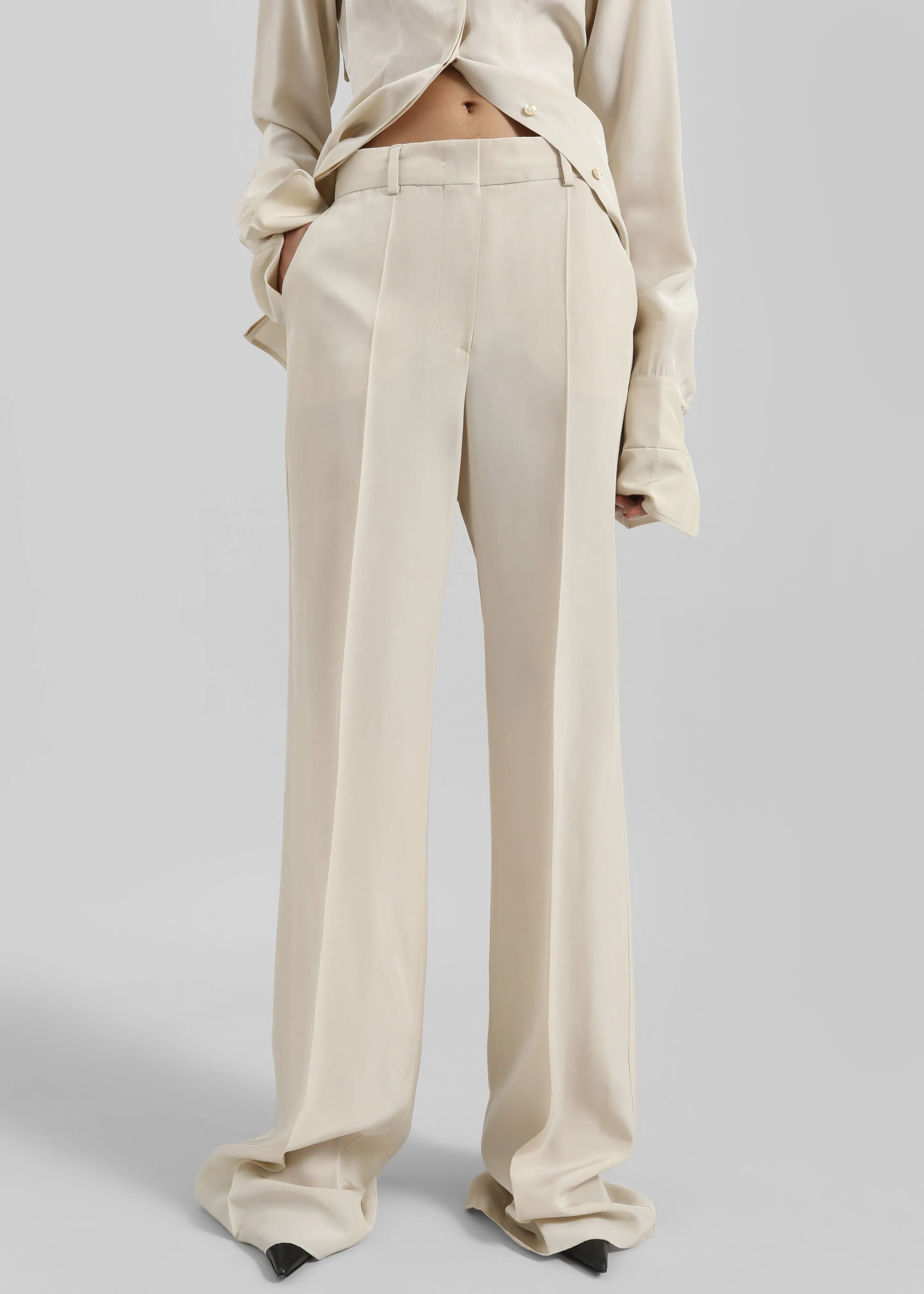 Sportmax Orario Flared Trousers - Ivory sold by Frankie Shop