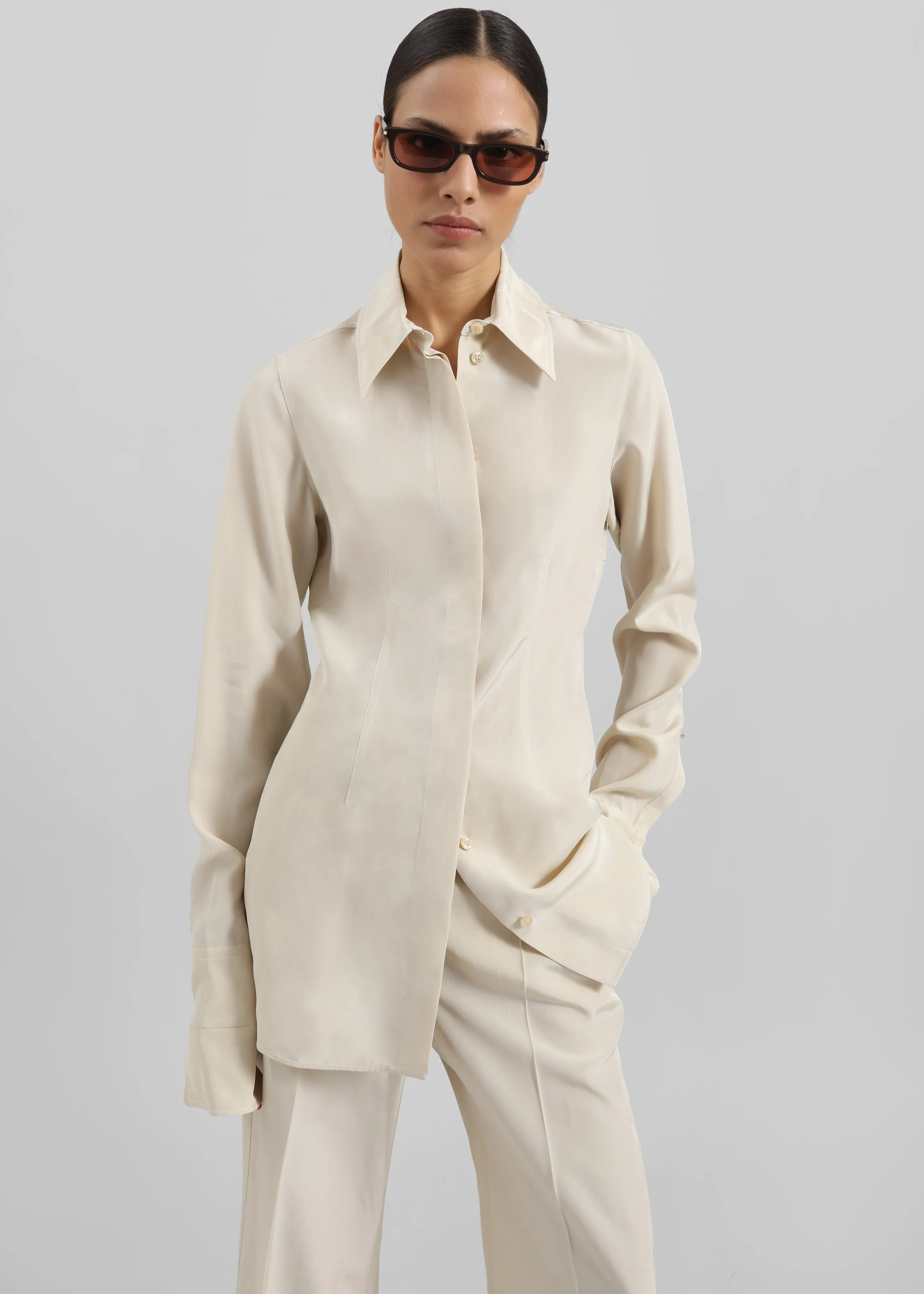 Sportmax Teoria Cut-Out Shirt - Ivory sold by Frankie Shop product image thumbnail 4