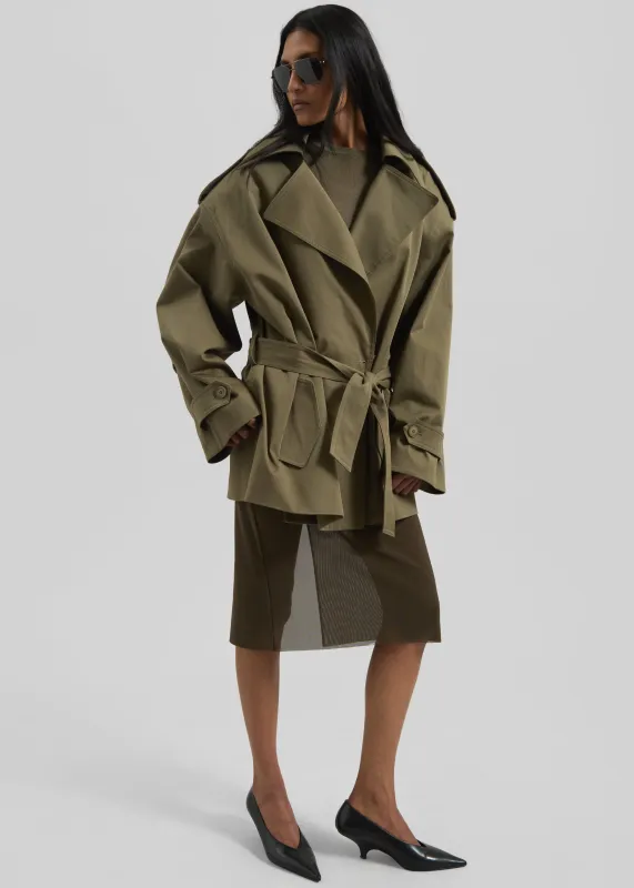 Zurich Oversized Short Trench - Khaki sold by Frankie Shop