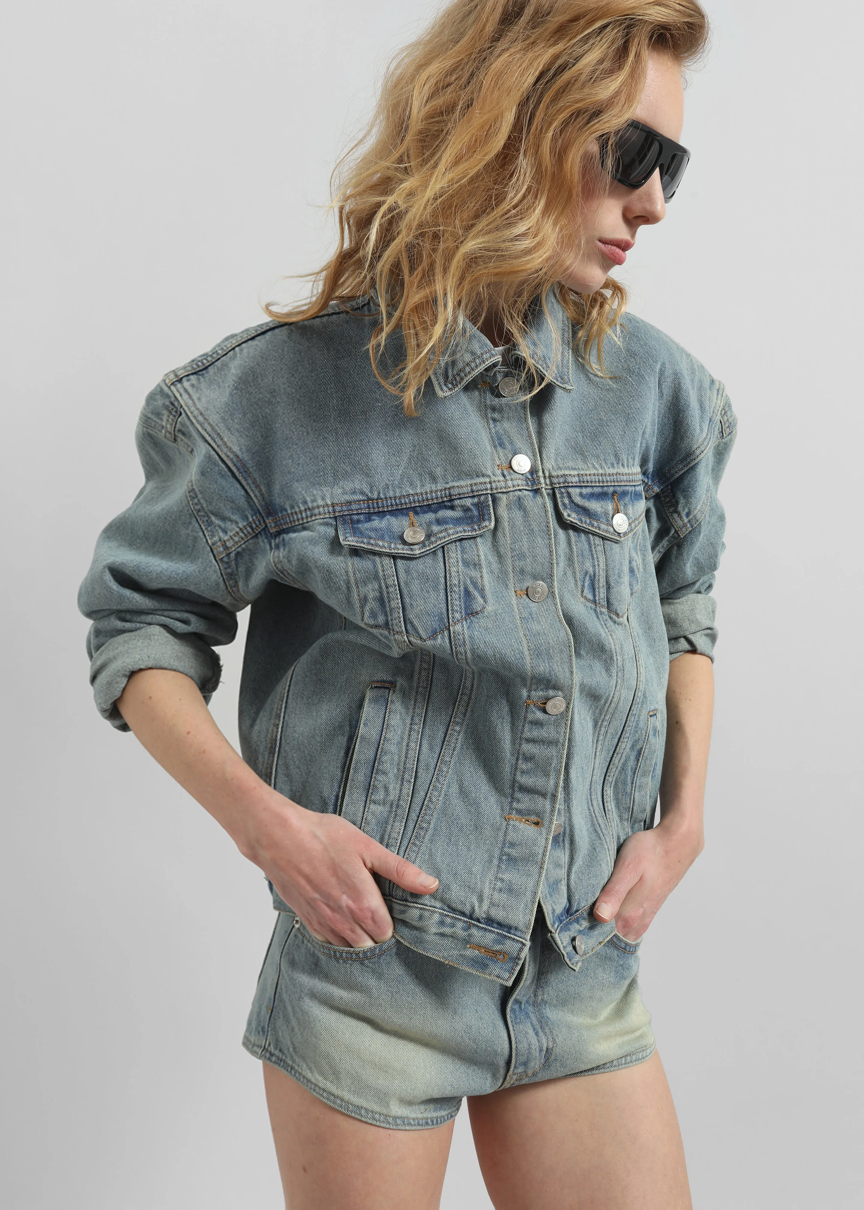 Ceylon Sharp Shoulder Denim Jacket - Light Wash sold by Frankie Shop product image thumbnail 2