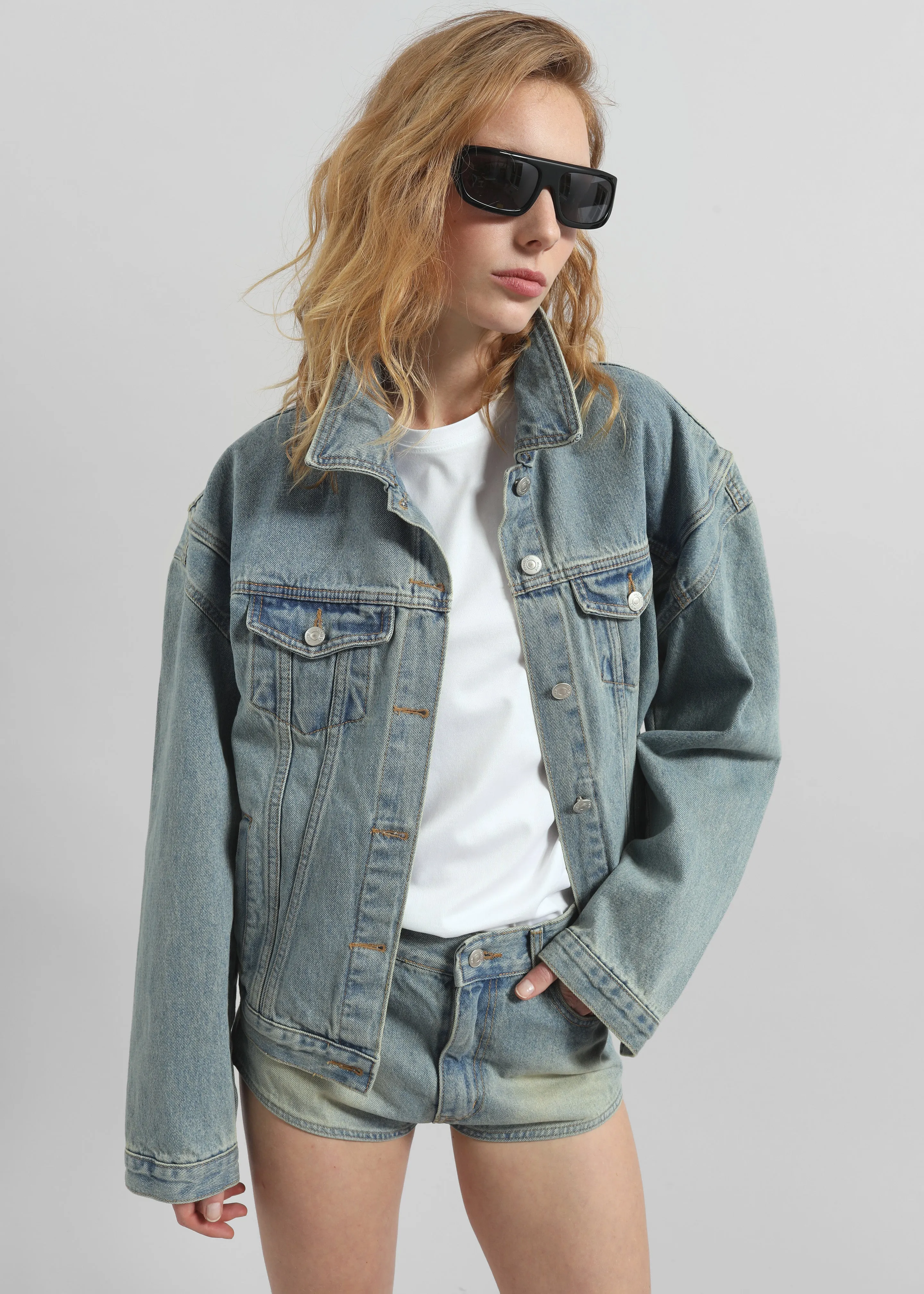 Ceylon Sharp Shoulder Denim Jacket - Light Wash sold by Frankie Shop product image thumbnail 4