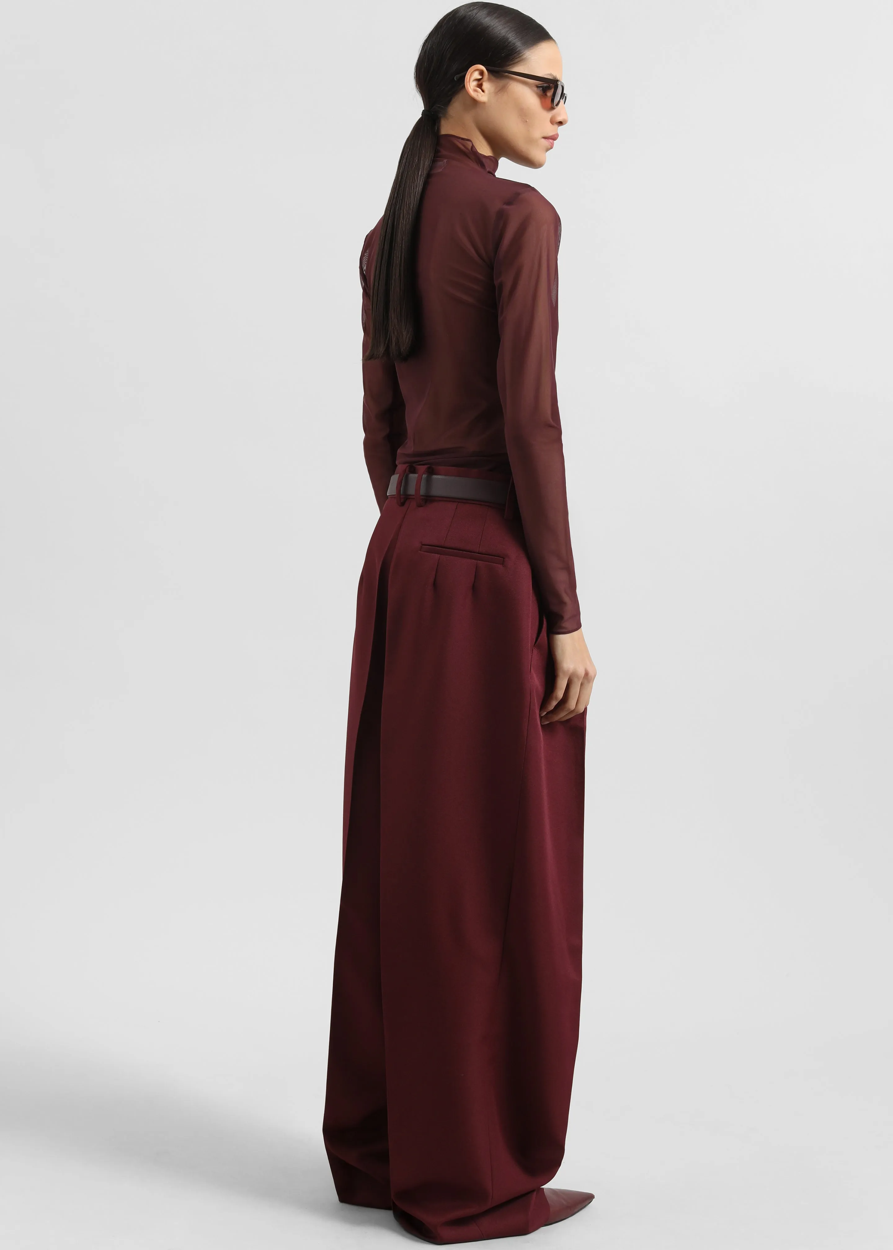 Tulia Long Sleeve Mesh Tee - Burgundy sold by Frankie Shop product image thumbnail 5