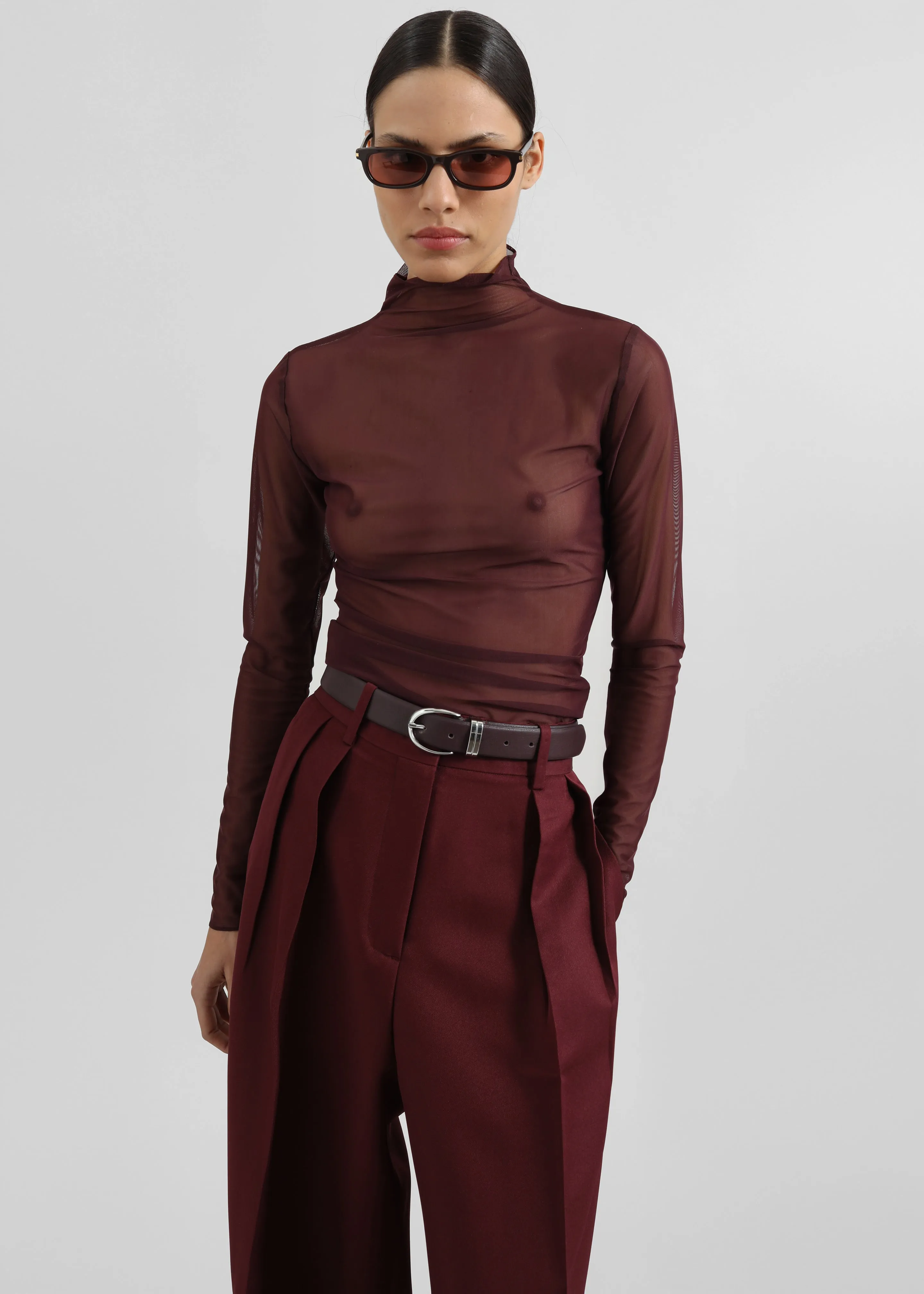 Tulia Long Sleeve Mesh Tee - Burgundy sold by Frankie Shop product image thumbnail 2