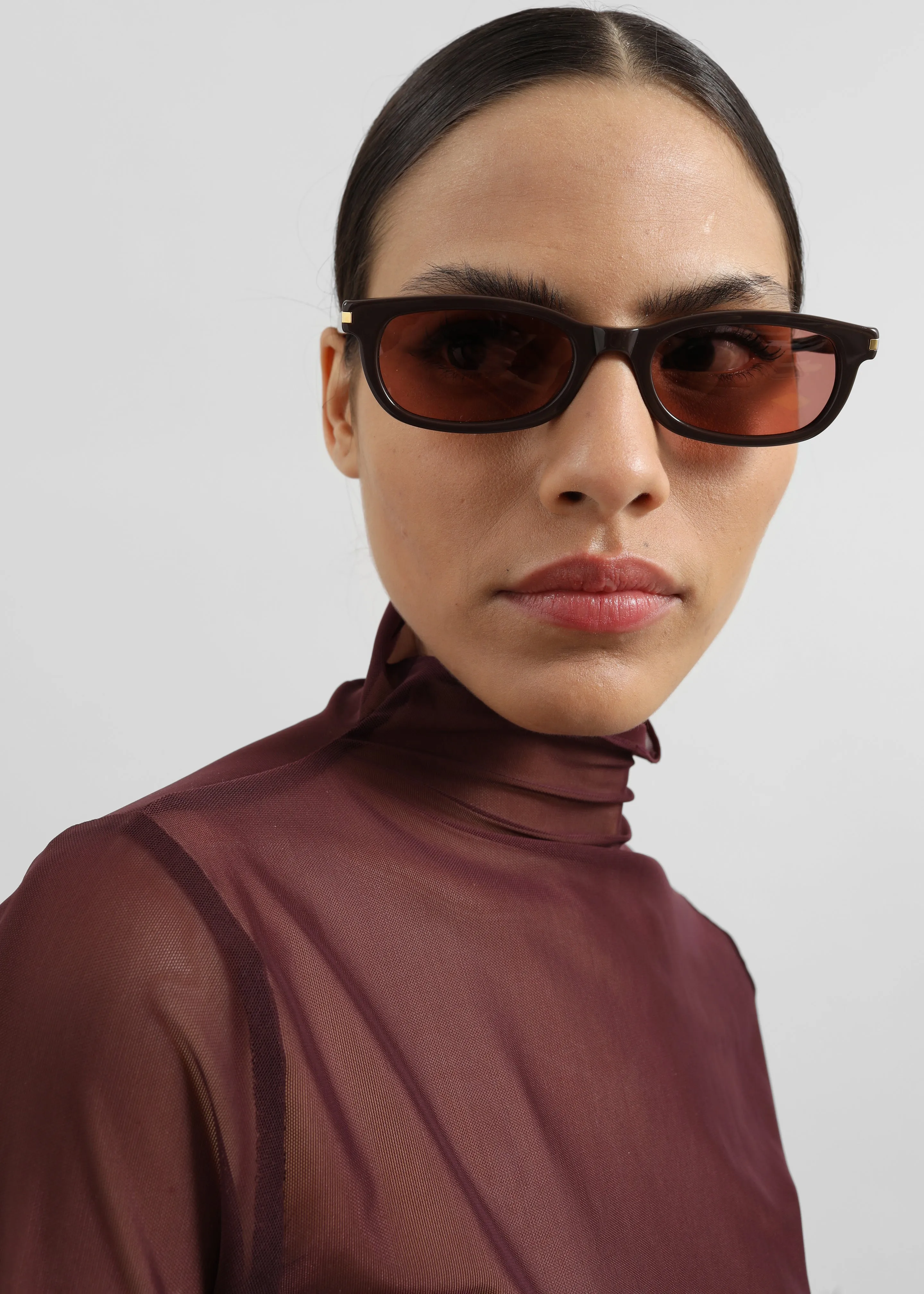 Tulia Long Sleeve Mesh Tee - Burgundy sold by Frankie Shop