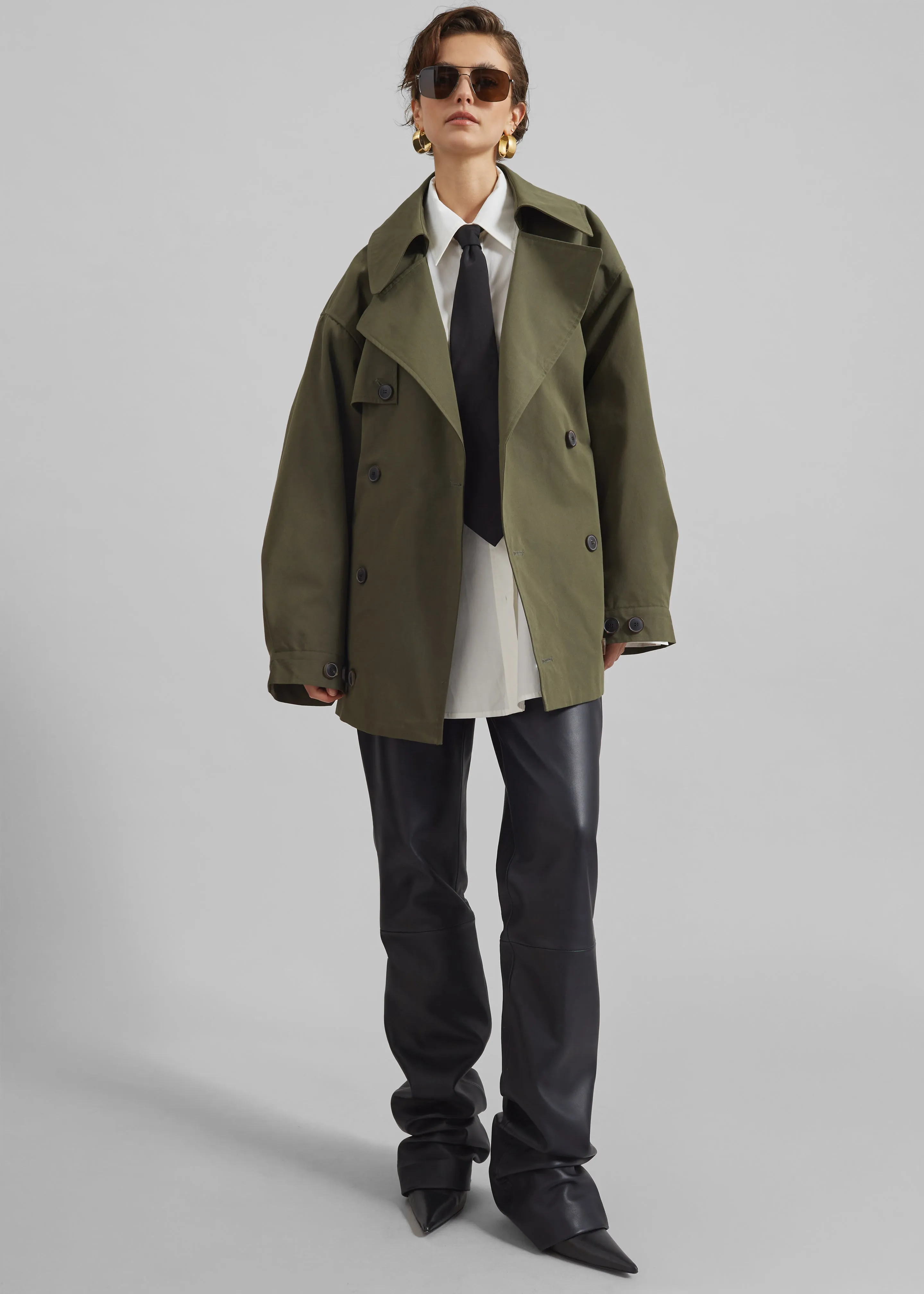 Mavis Oversized Short Trench - Khaki sold by Frankie Shop product image thumbnail 2