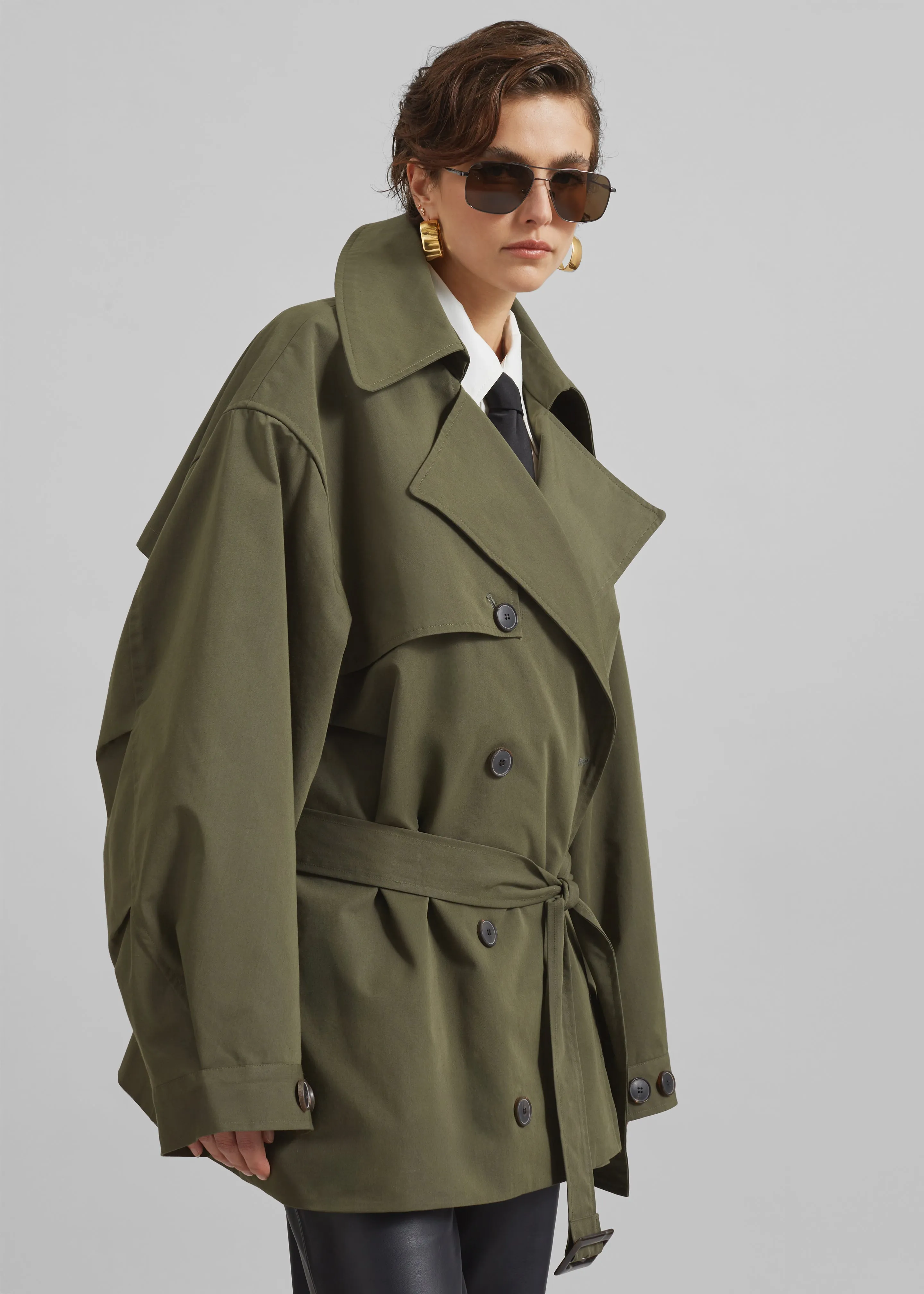 Mavis Oversized Short Trench - Khaki sold by Frankie Shop product image thumbnail 4