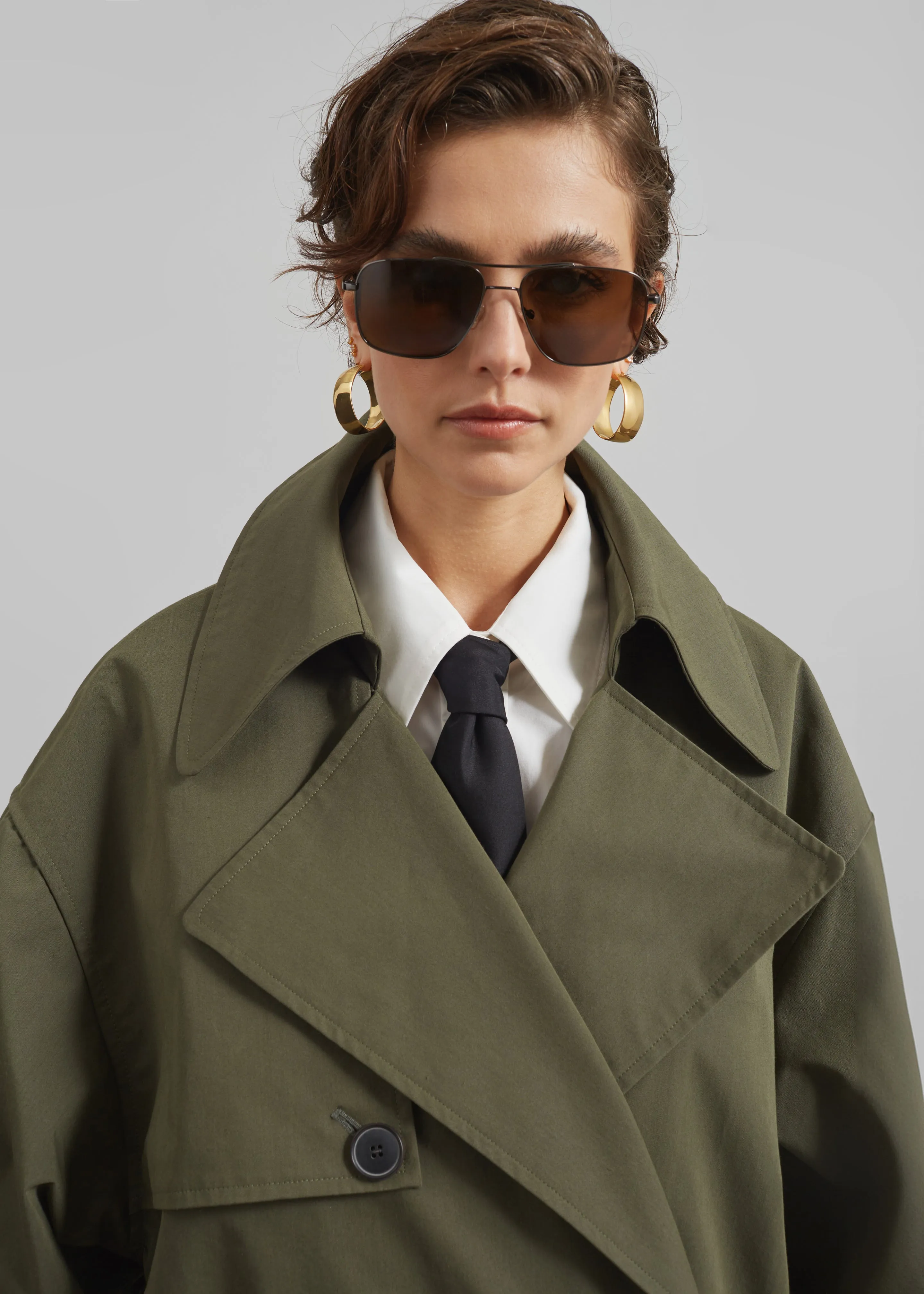 Mavis Oversized Short Trench - Khaki sold by Frankie Shop product image thumbnail 3