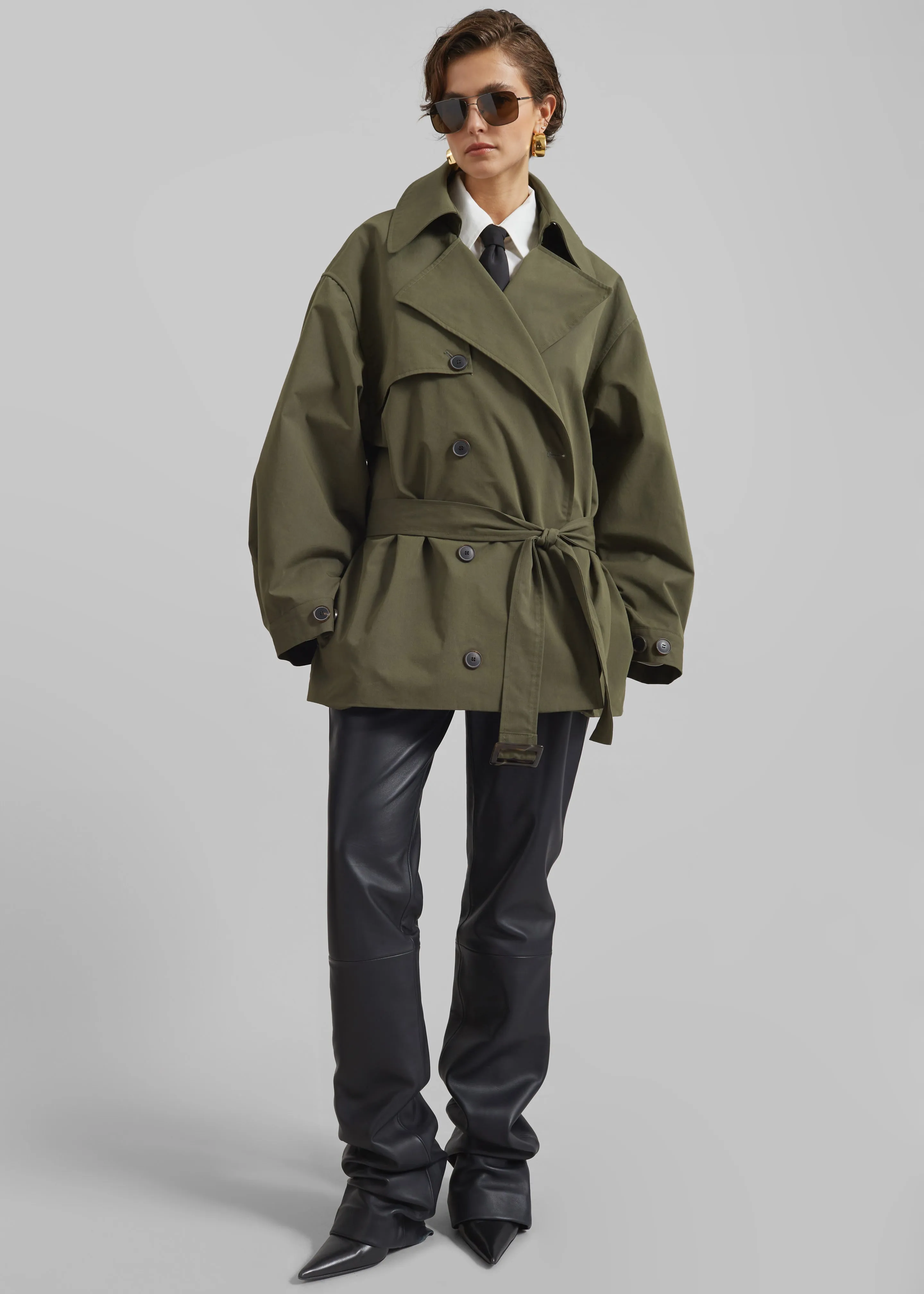 Mavis Oversized Short Trench - Khaki sold by Frankie Shop product image thumbnail 5