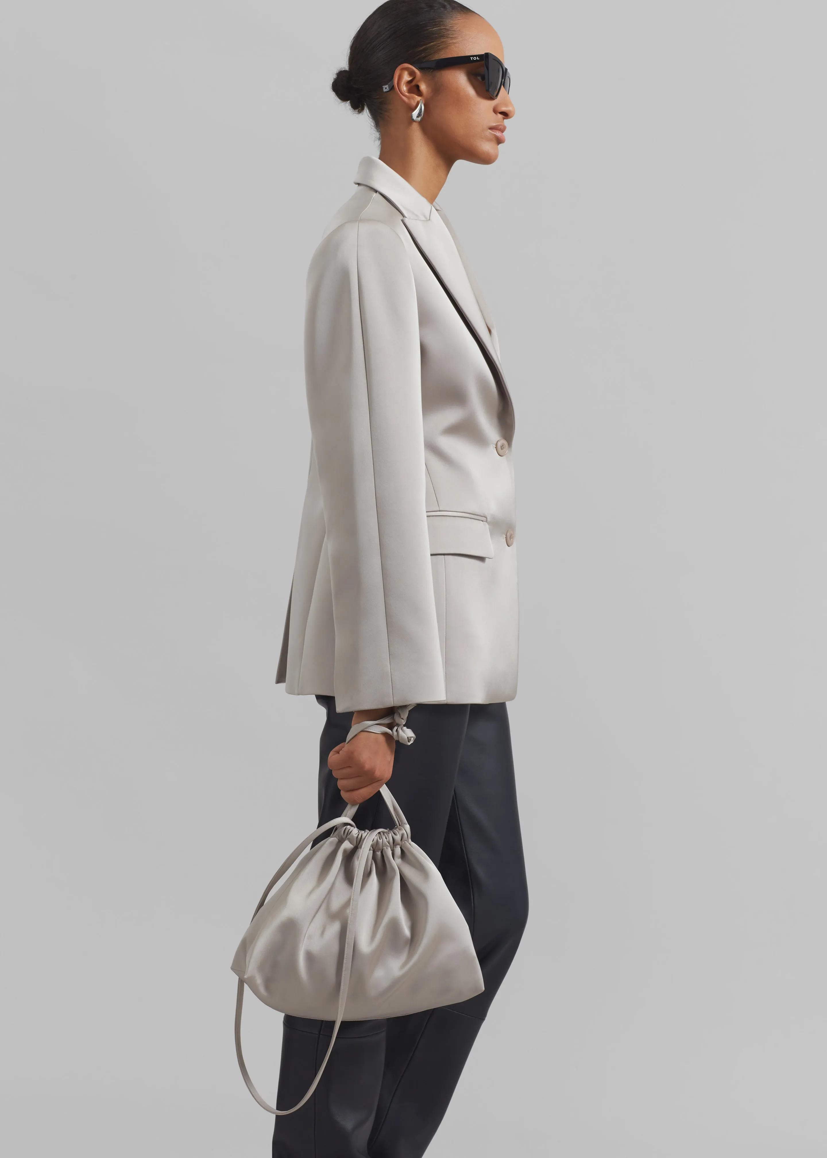 Velora Satin Pouch - Light Taupe sold by Frankie Shop product image thumbnail 3