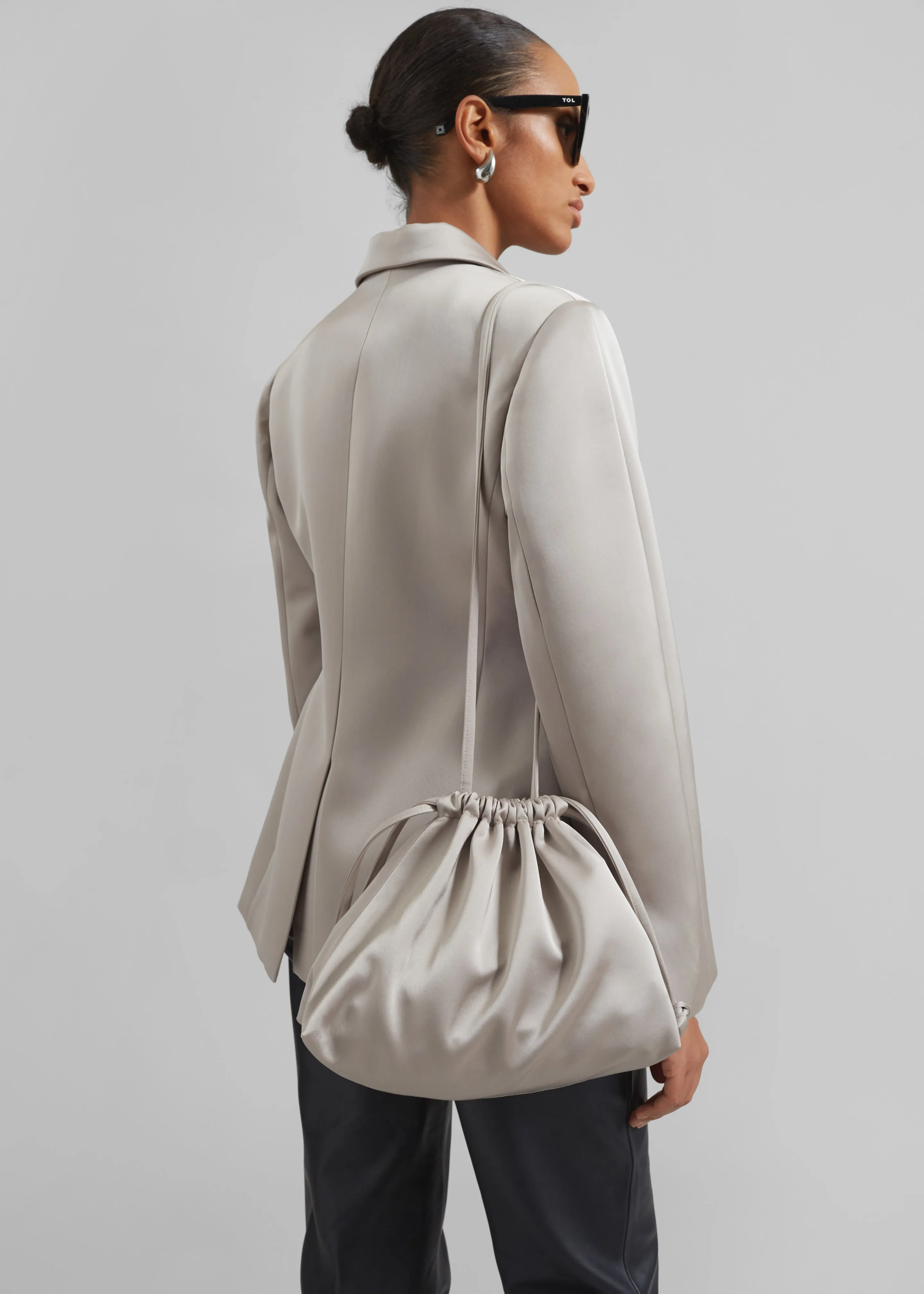 Velora Satin Pouch - Light Taupe sold by Frankie Shop product image thumbnail 4