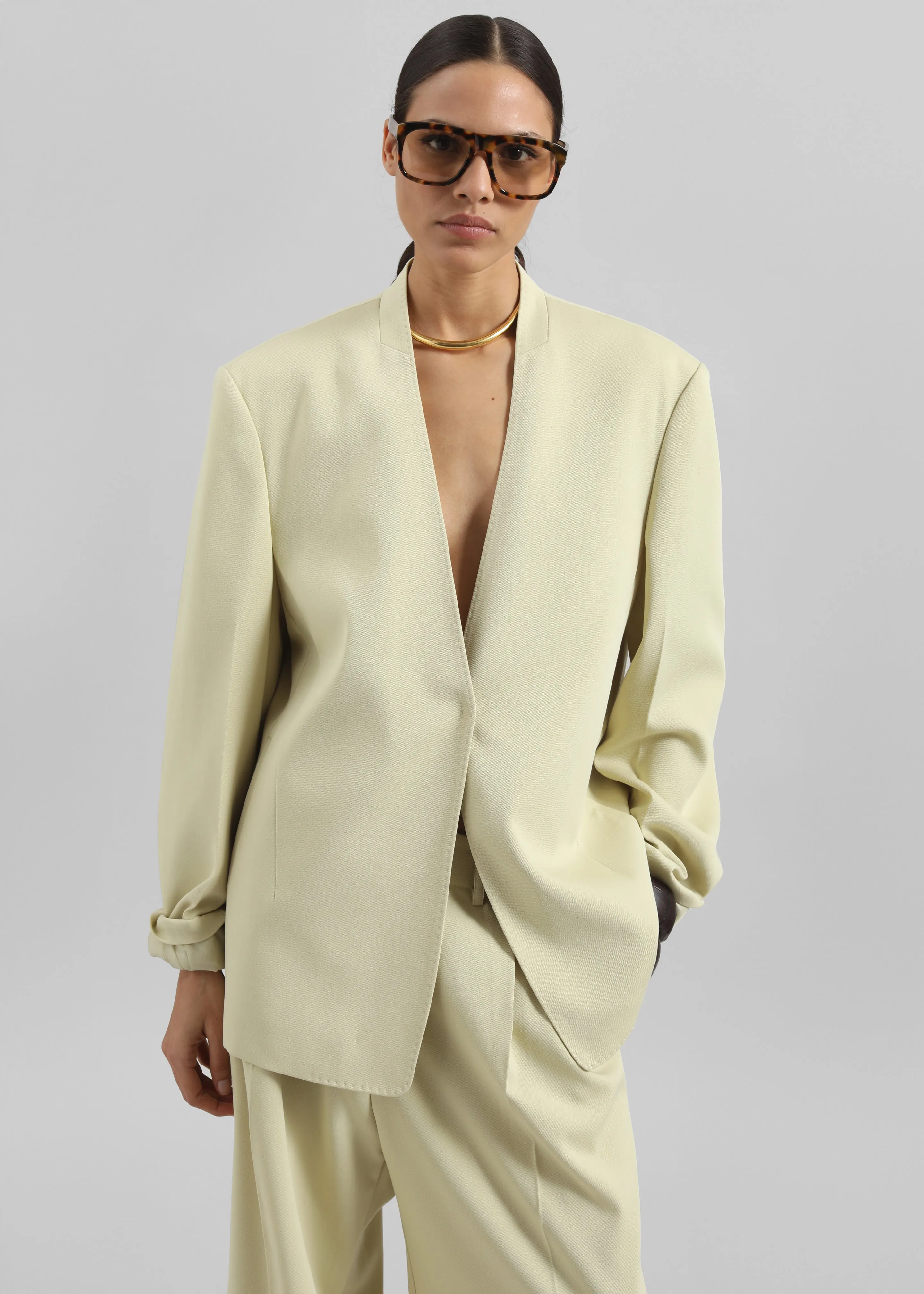 Varsen Collarless Blazer - Pale Yellow sold by Frankie Shop product image thumbnail 5