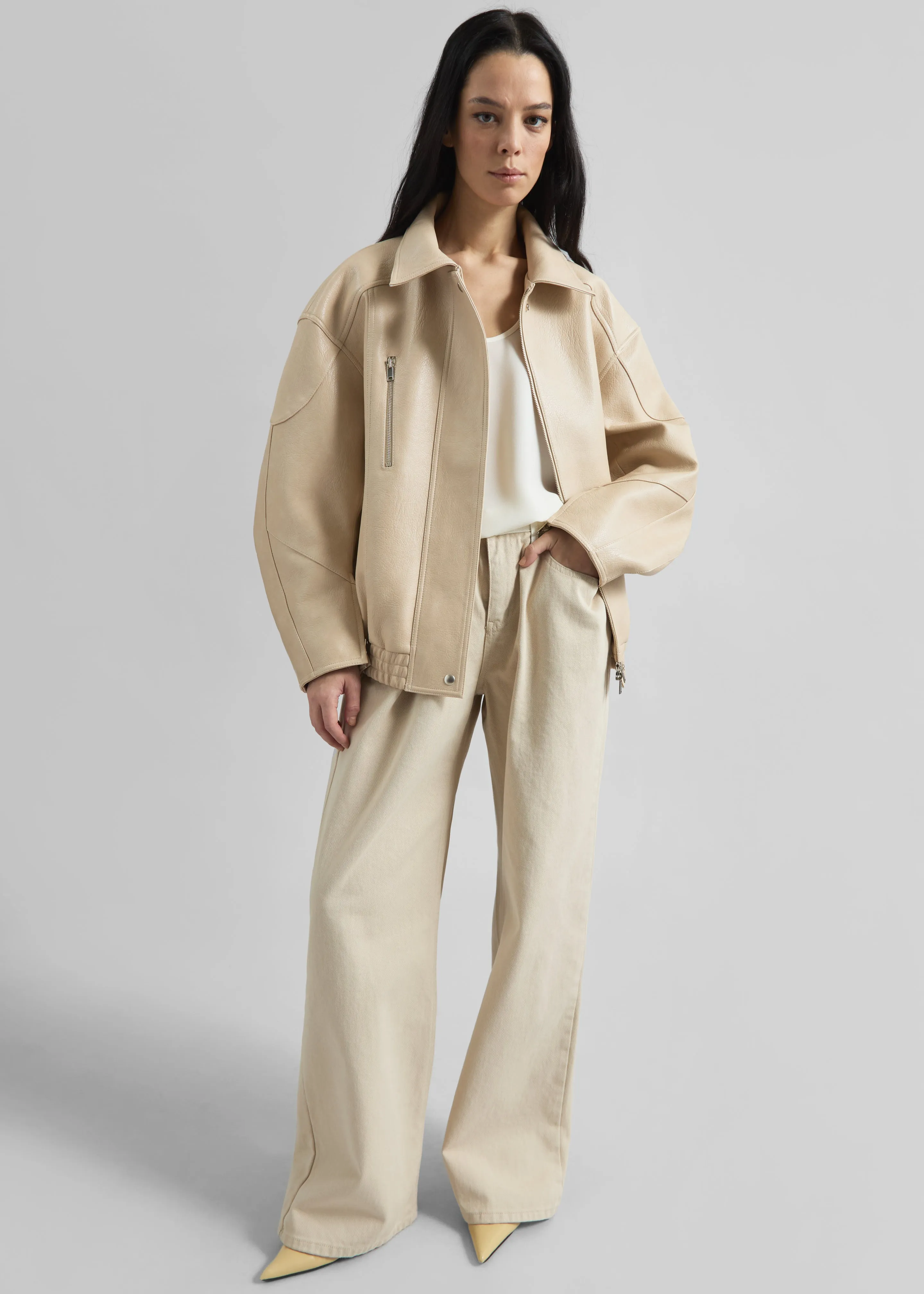 Enora Faux Leather Jacket - Cream sold by Frankie Shop product image thumbnail 2