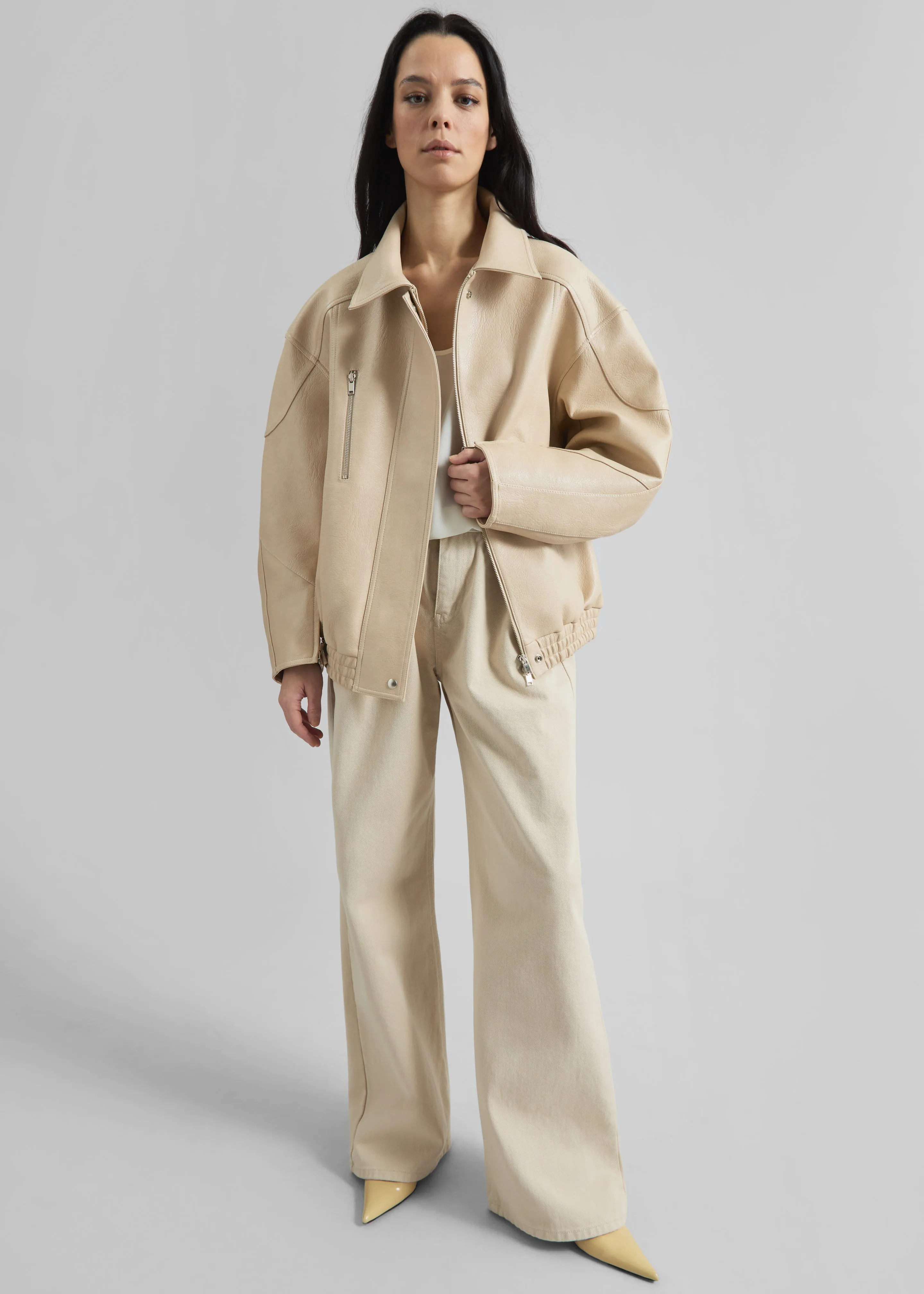 Enora Faux Leather Jacket - Cream sold by Frankie Shop product image thumbnail 5
