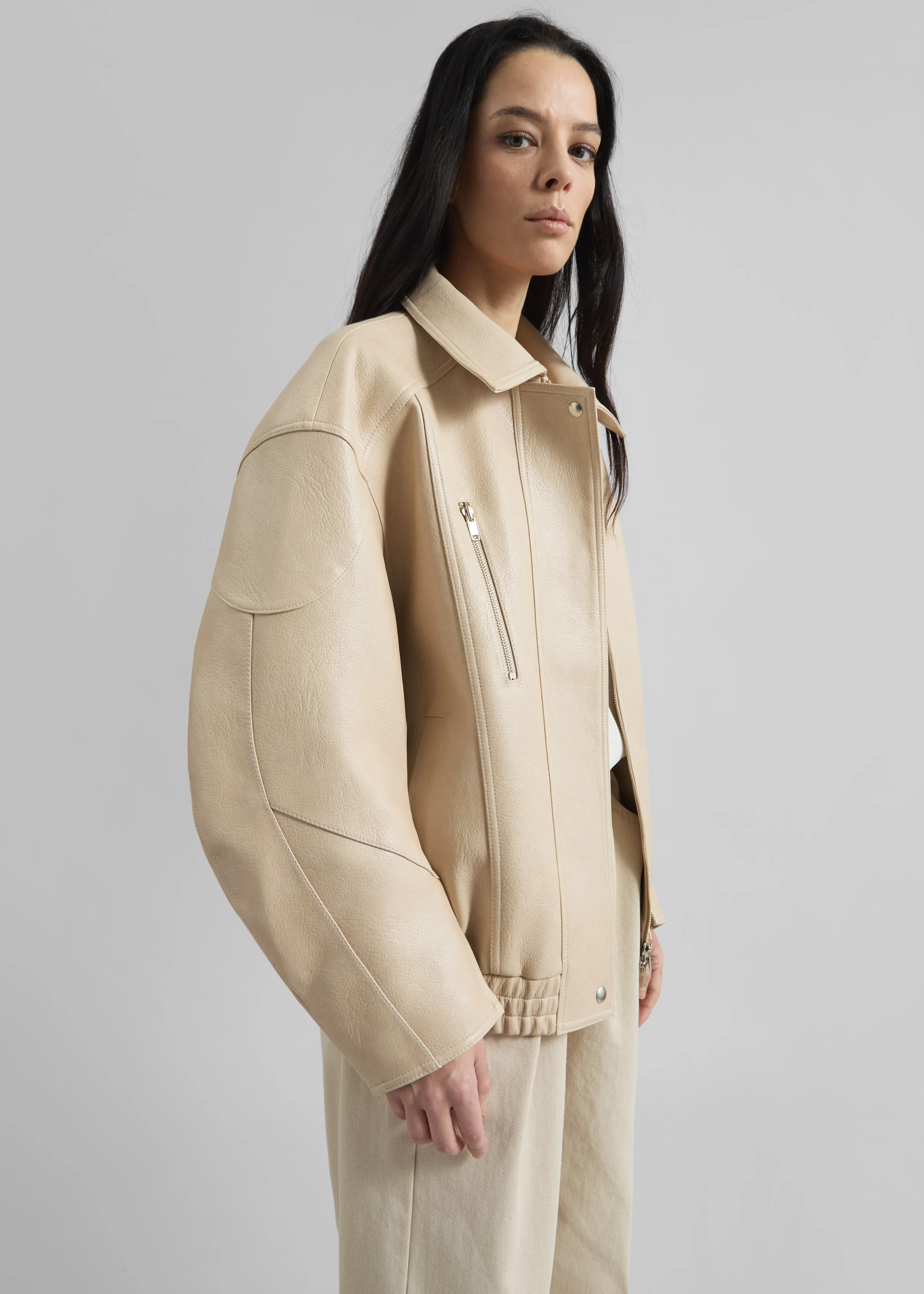 Enora Faux Leather Jacket - Cream sold by Frankie Shop product image thumbnail 4