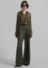 Marfa Pleated Silk Trousers - Khaki sold by Frankie Shop