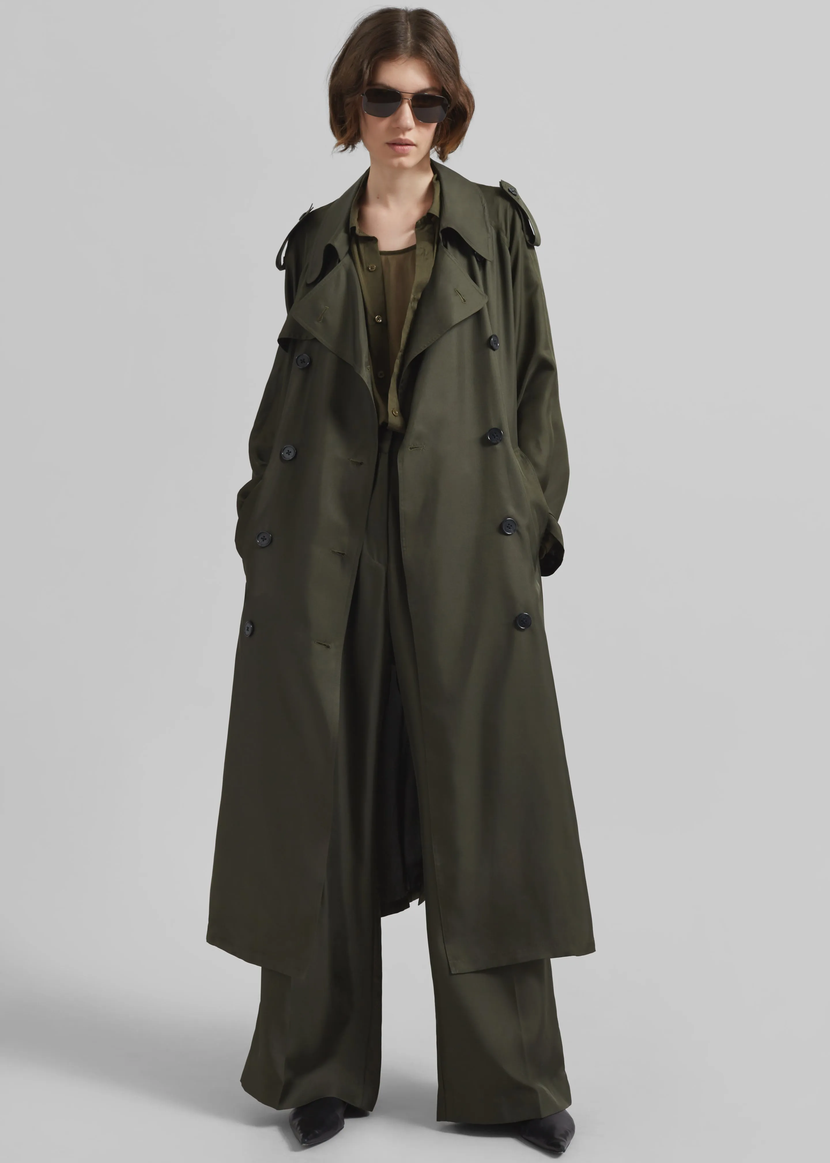 Veyron Silk Trench - Khaki sold by Frankie Shop product image thumbnail 4