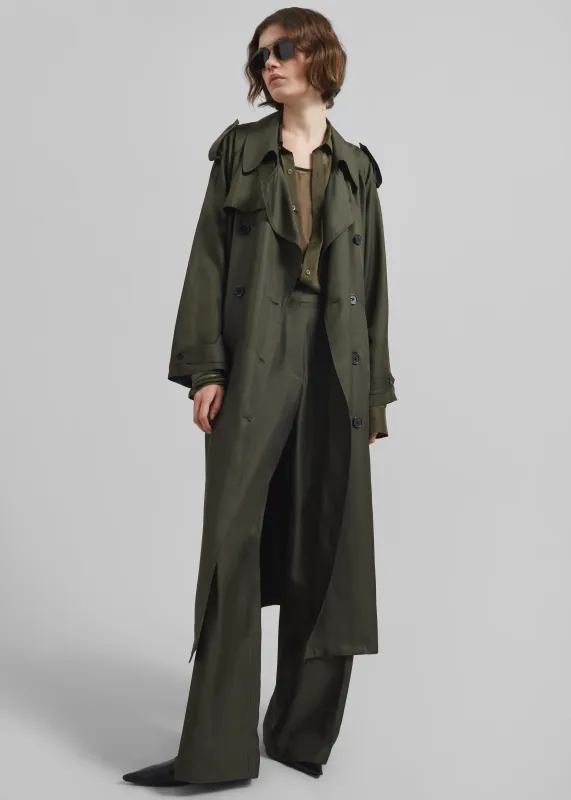 Veyron Silk Trench - Khaki made by Frankie Shop
