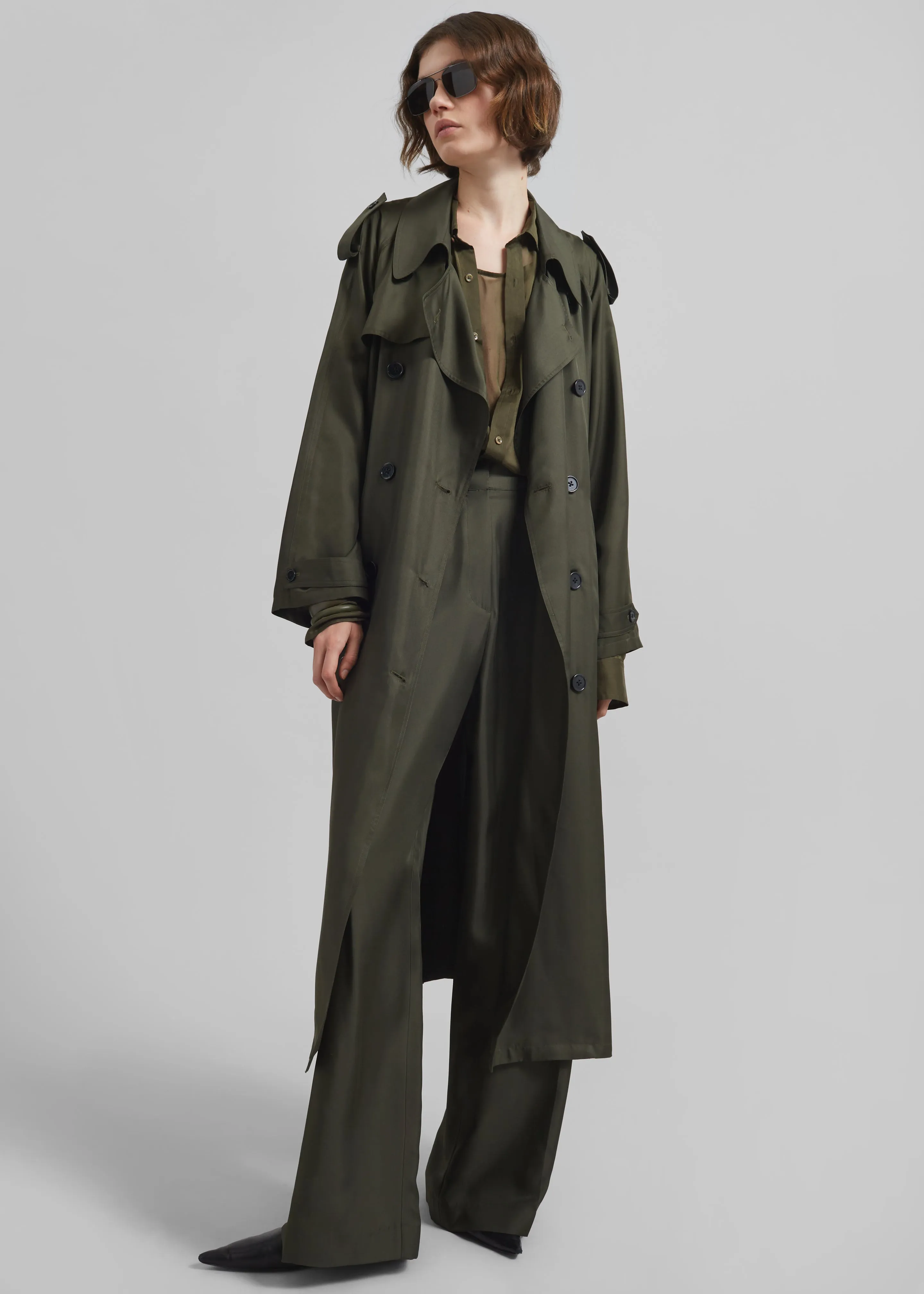Veyron Silk Trench - Khaki sold by Frankie Shop