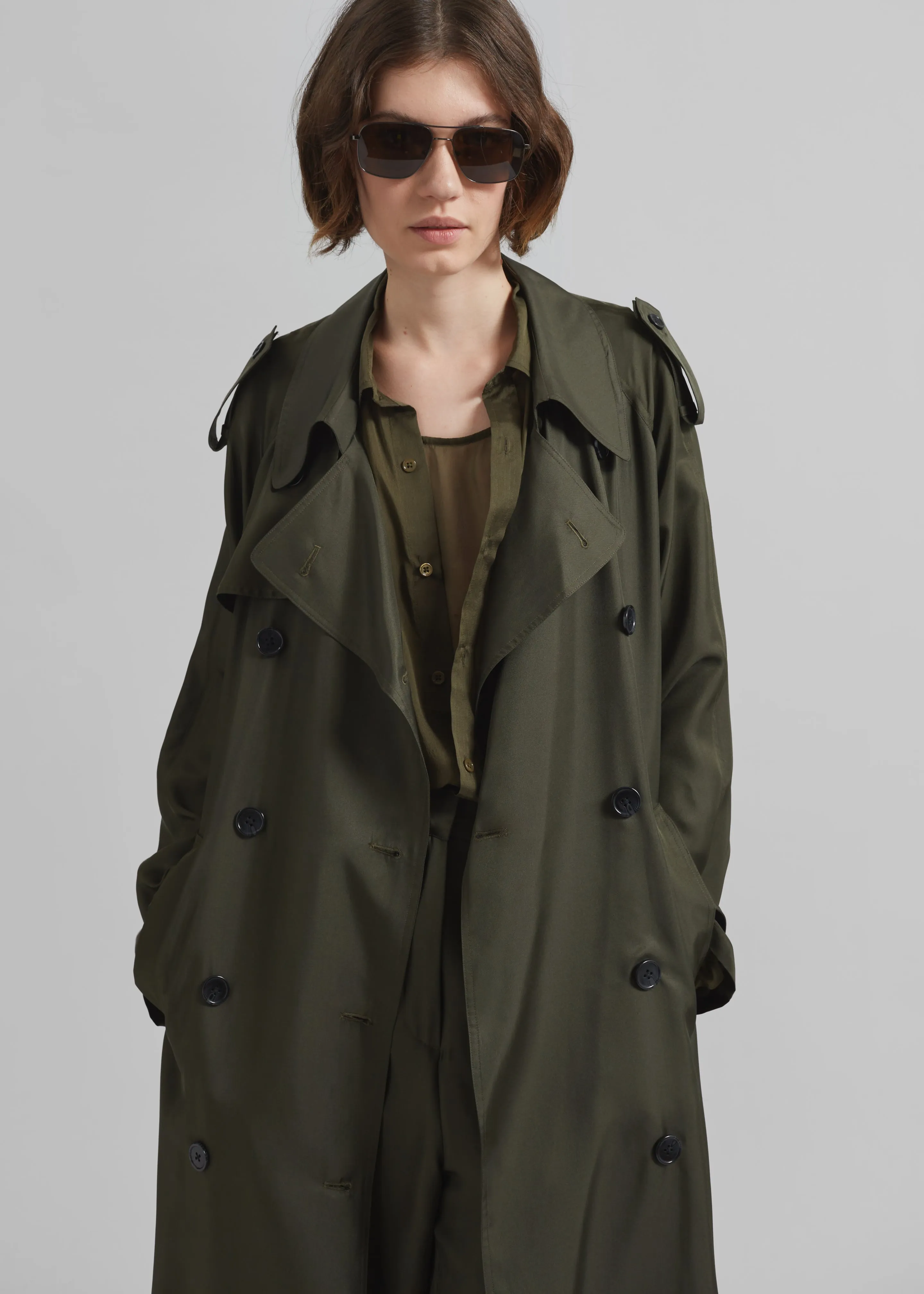Veyron Silk Trench - Khaki sold by Frankie Shop product image thumbnail 2