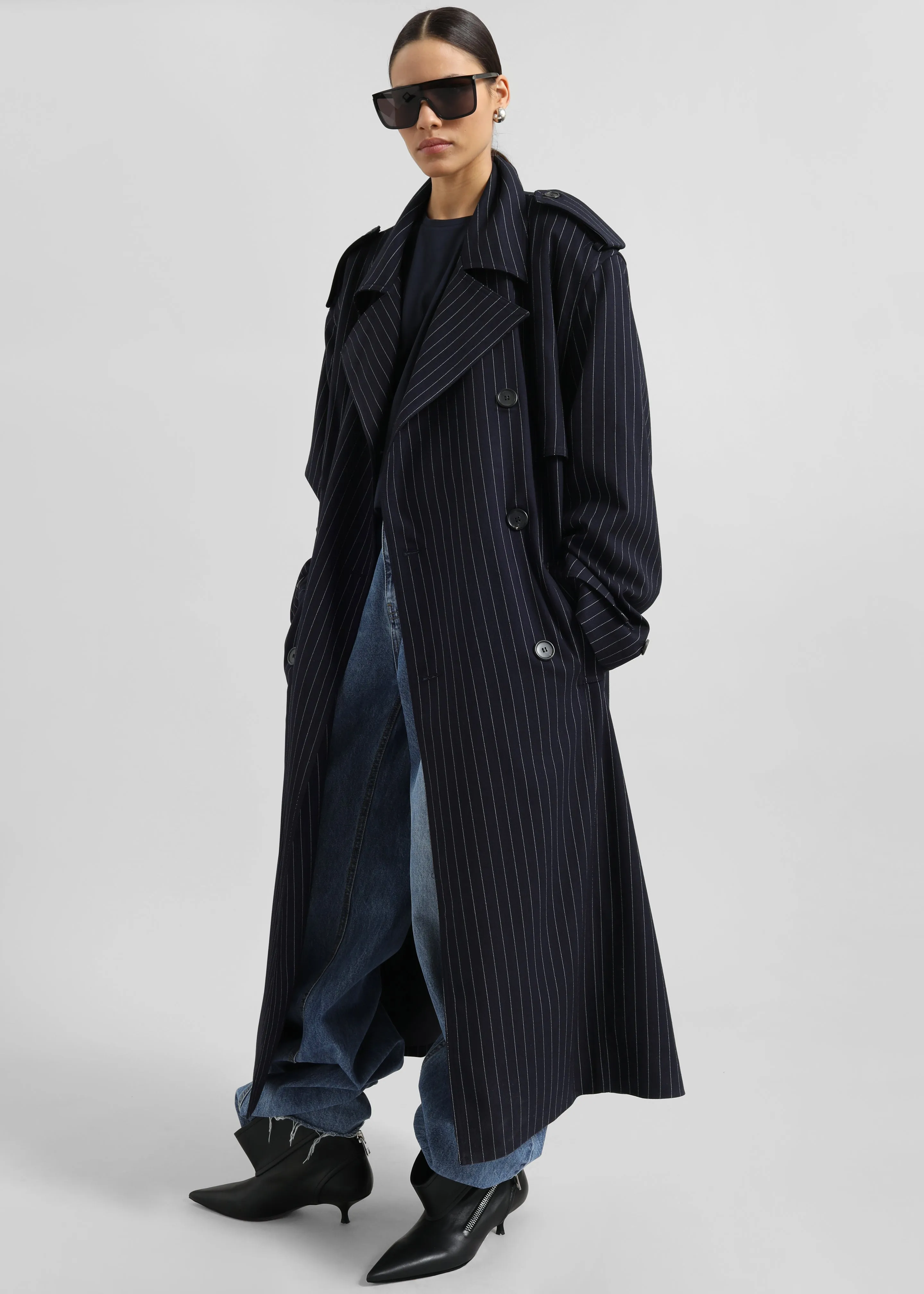 Salford Pinstripe Trench - Navy sold by Frankie Shop product image thumbnail 5