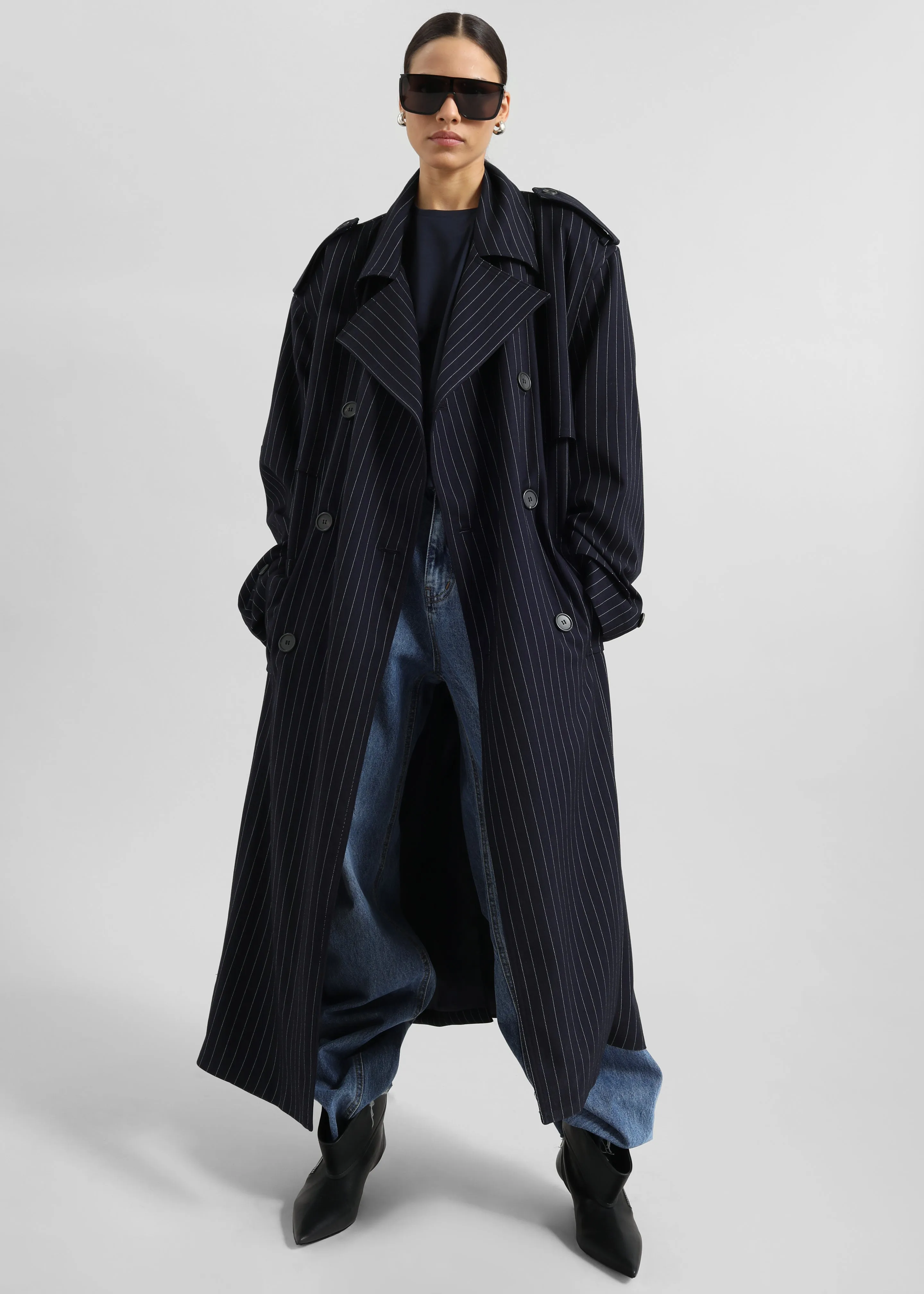 Salford Pinstripe Trench - Navy sold by Frankie Shop product image thumbnail 2