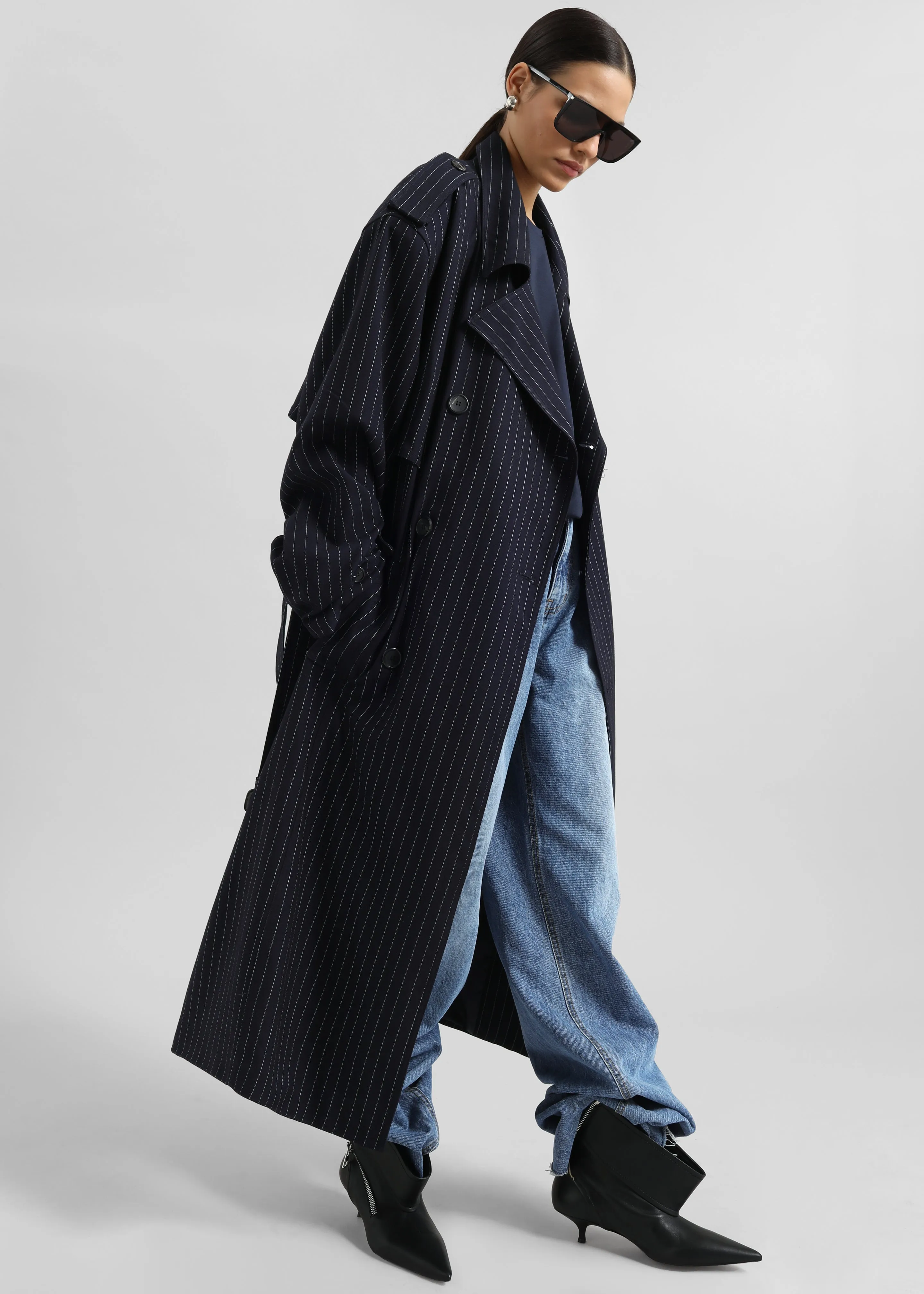 Salford Pinstripe Trench - Navy sold by Frankie Shop product image thumbnail 4