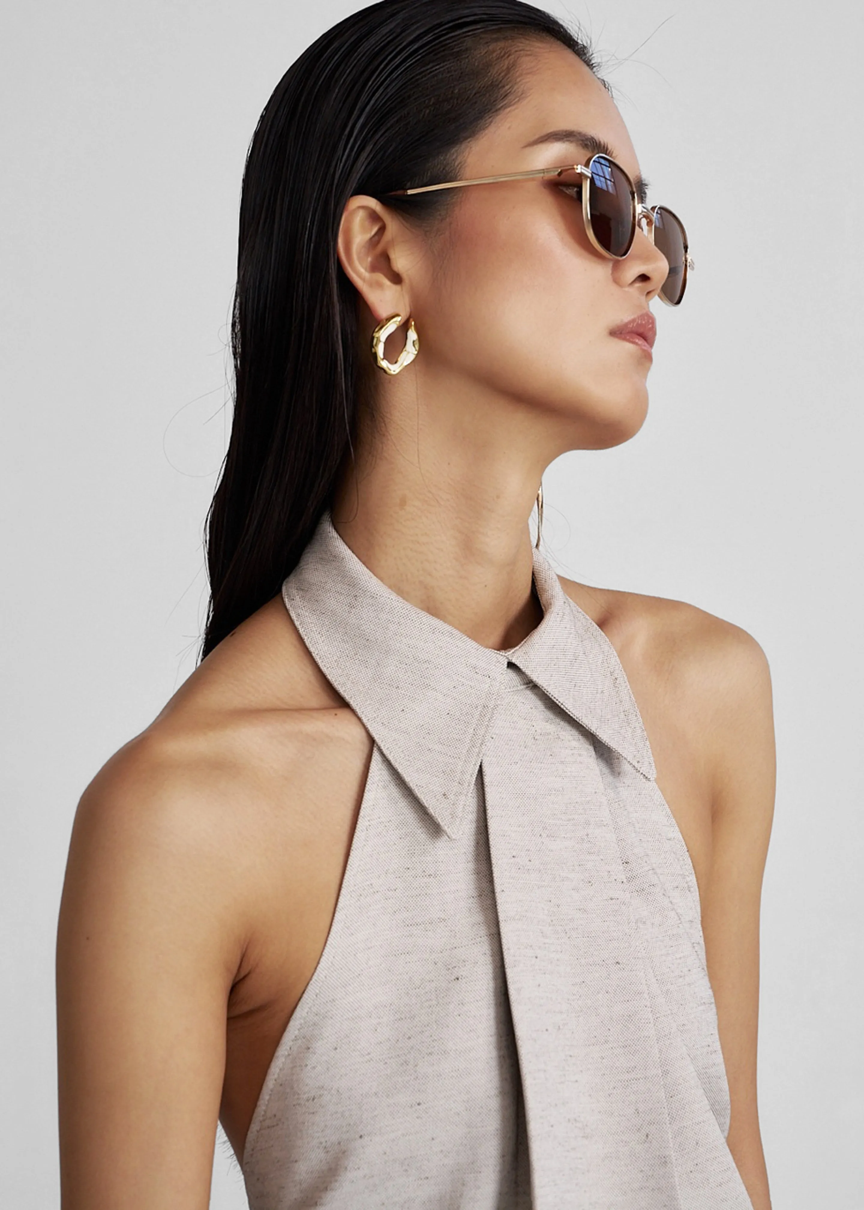 Corsham Halter Wrap Top - Beige Melange sold by Frankie Shop product image thumbnail 3